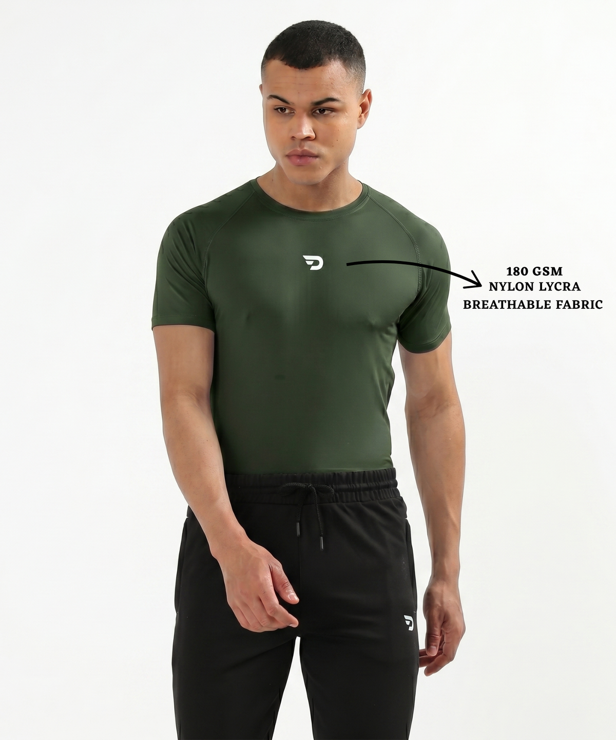 Imported Nylon Lycra Compression T-Shirt (180 GSM) | Quick-Dry Stretch Gym Wear