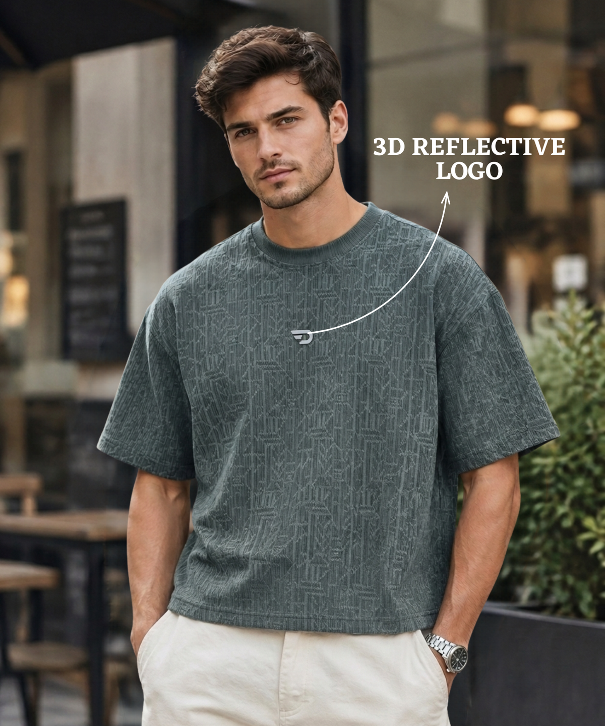 Men's Premium Cordrol Jacquard Oversized Boxy T-Shirt | 225 GSM | Oversized Boxy Fit