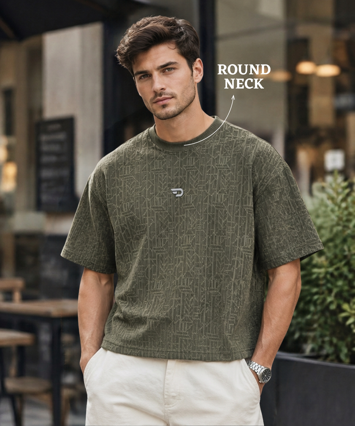 Men's Premium Cordrol Jacquard Oversized Boxy T-Shirt | 225 GSM | Oversized Boxy Fit