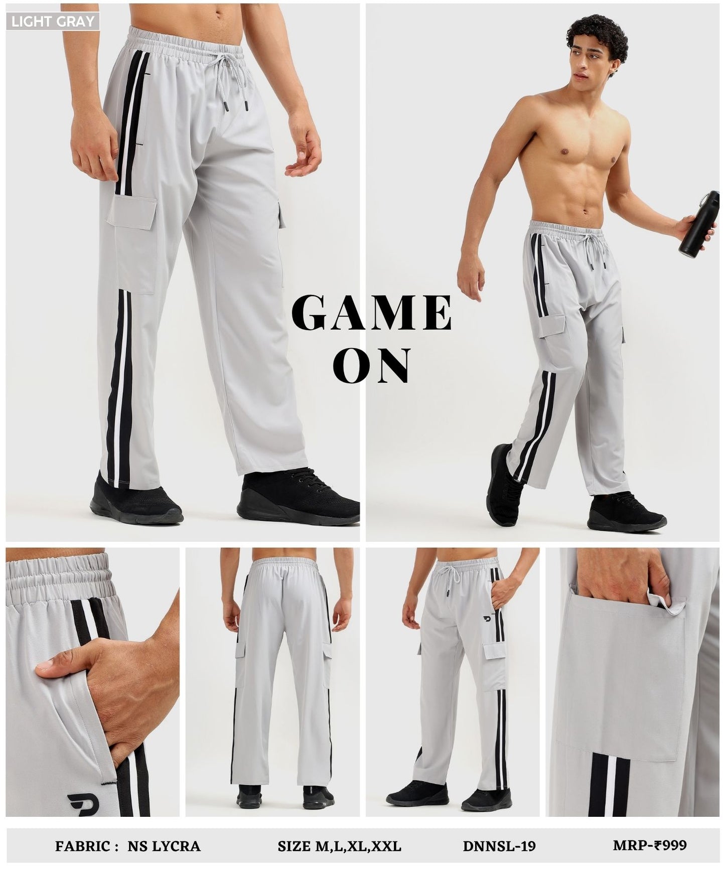 Imported NS Parachute Lycra Straight Fit Trackpant for Men (20% Lycra, 145 GSM)