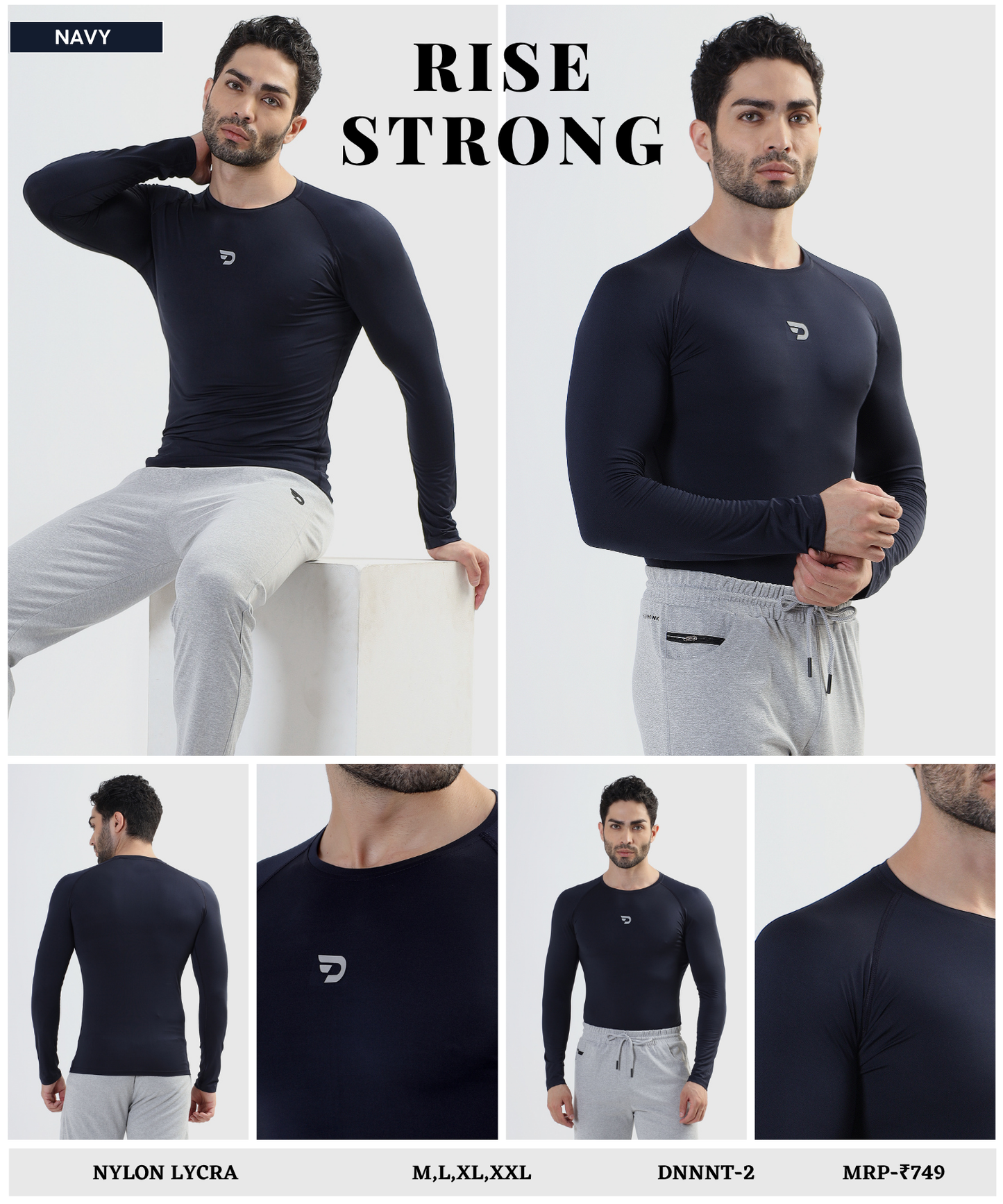 Premium Full Sleeve Nylon Lycra Compression T-Shirt (180 GSM) | Muscle Fit Activewear for Men