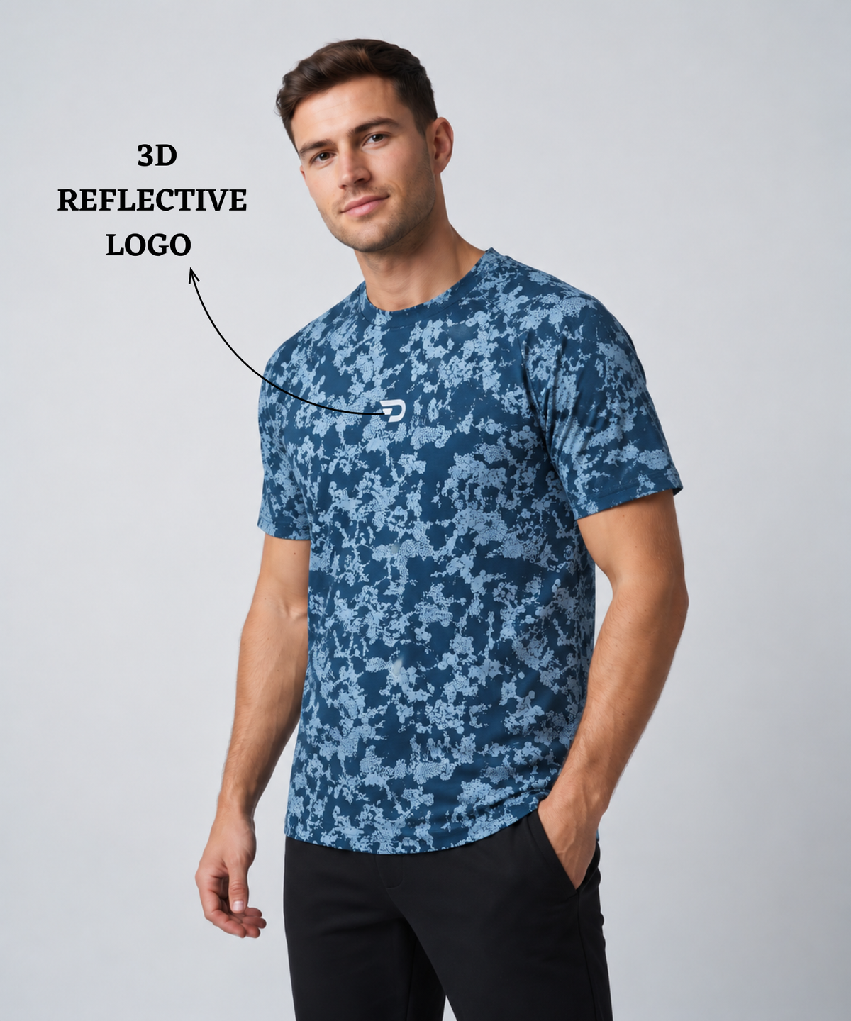 Denmonk Men's Imported Micro Bird Eye Printed Half Sleeve T-Shirt | Abstract Camo Print | 180 GSM | Regular Fit