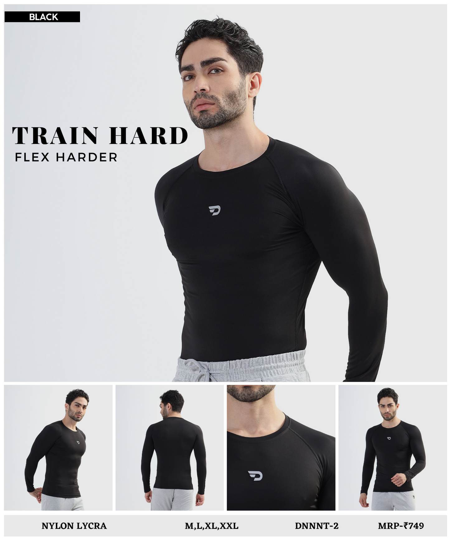 Premium Full Sleeve Nylon Lycra Compression T-Shirt (180 GSM) | Muscle Fit Activewear for Men