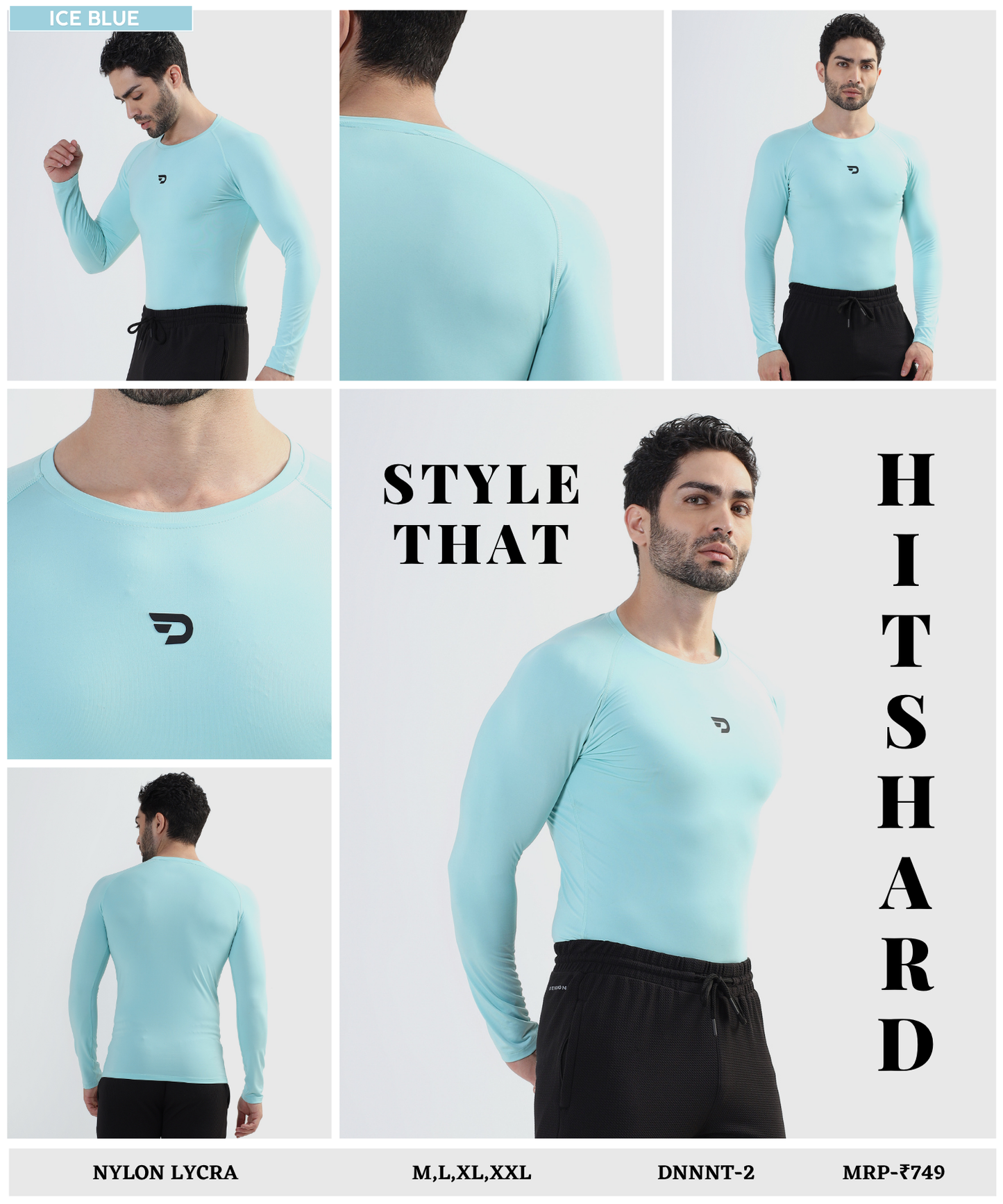 Premium Full Sleeve Nylon Lycra Compression T-Shirt (180 GSM) | Muscle Fit Activewear for Men