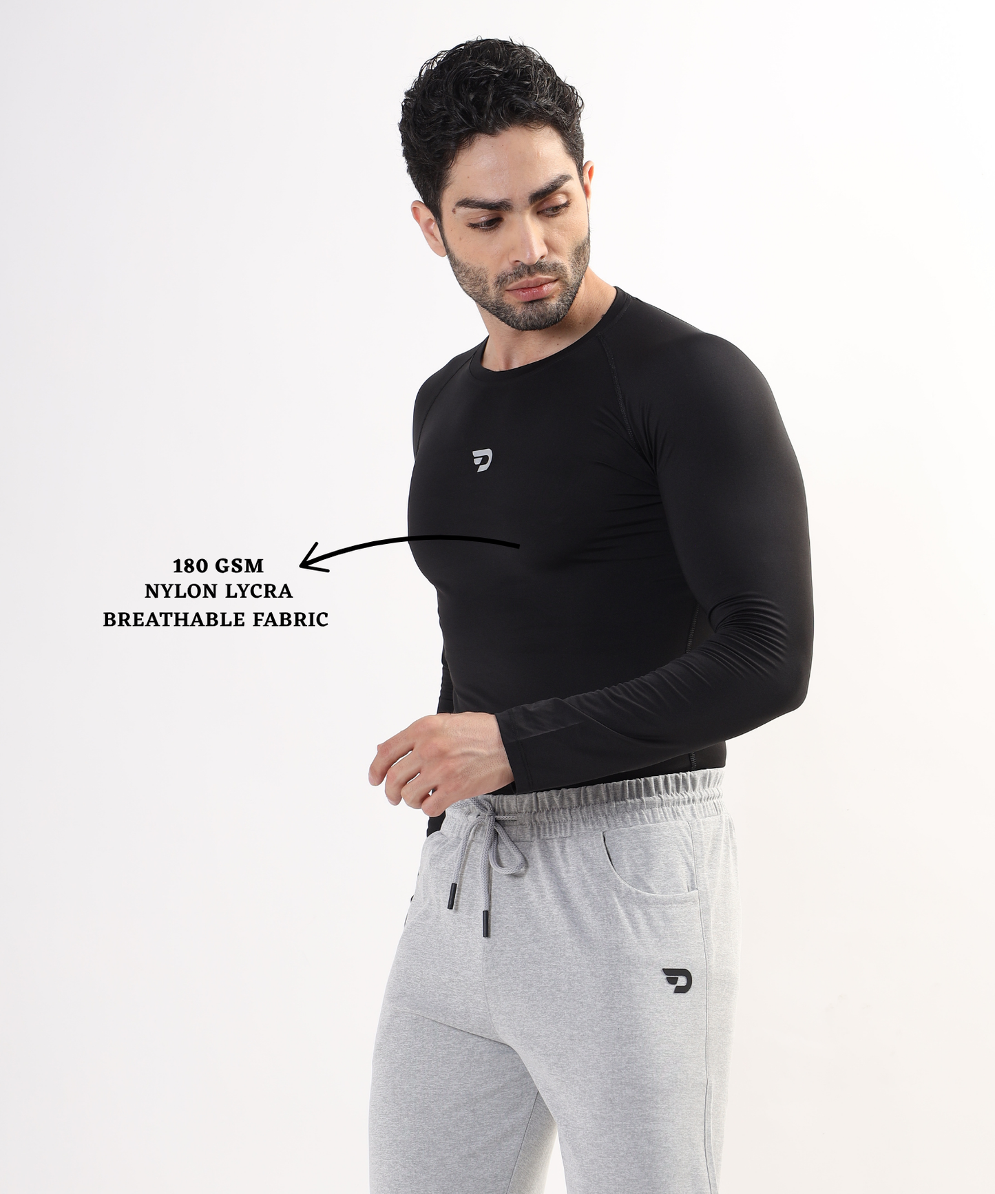 Premium Full Sleeve Nylon Lycra Compression T-Shirt (180 GSM) | Muscle Fit Activewear for Men