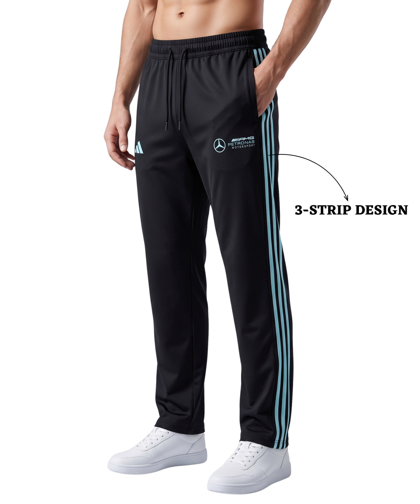 Imported Ns Parachute Lycra TrackPant (30% Lycra 200 GSM)| 3 Strip Design|Dual Embroidery Logo
