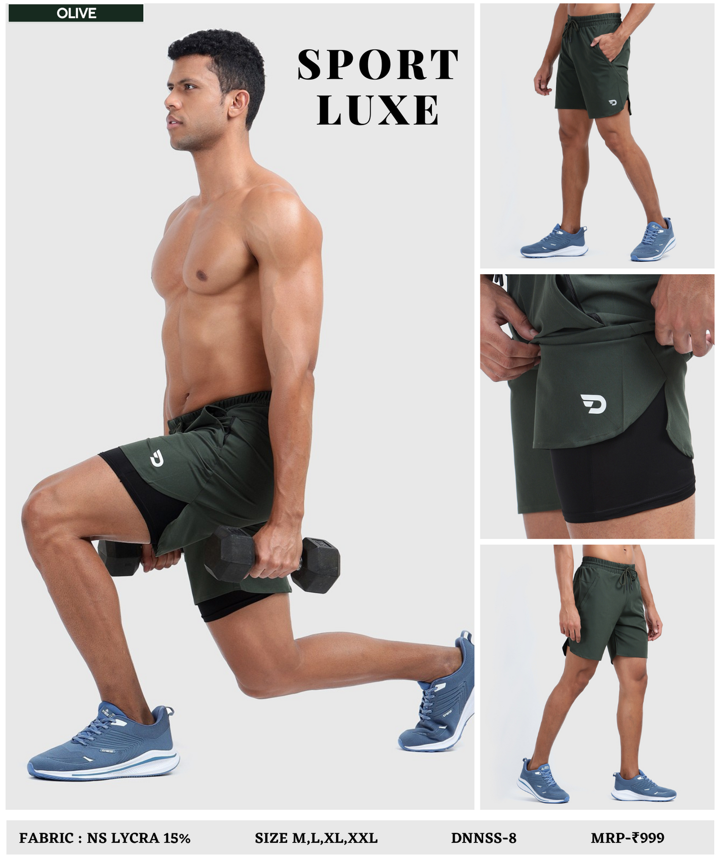 2-in-1 Shorts -Imported Ns Parachute (GSM 130, 15% Lycra)