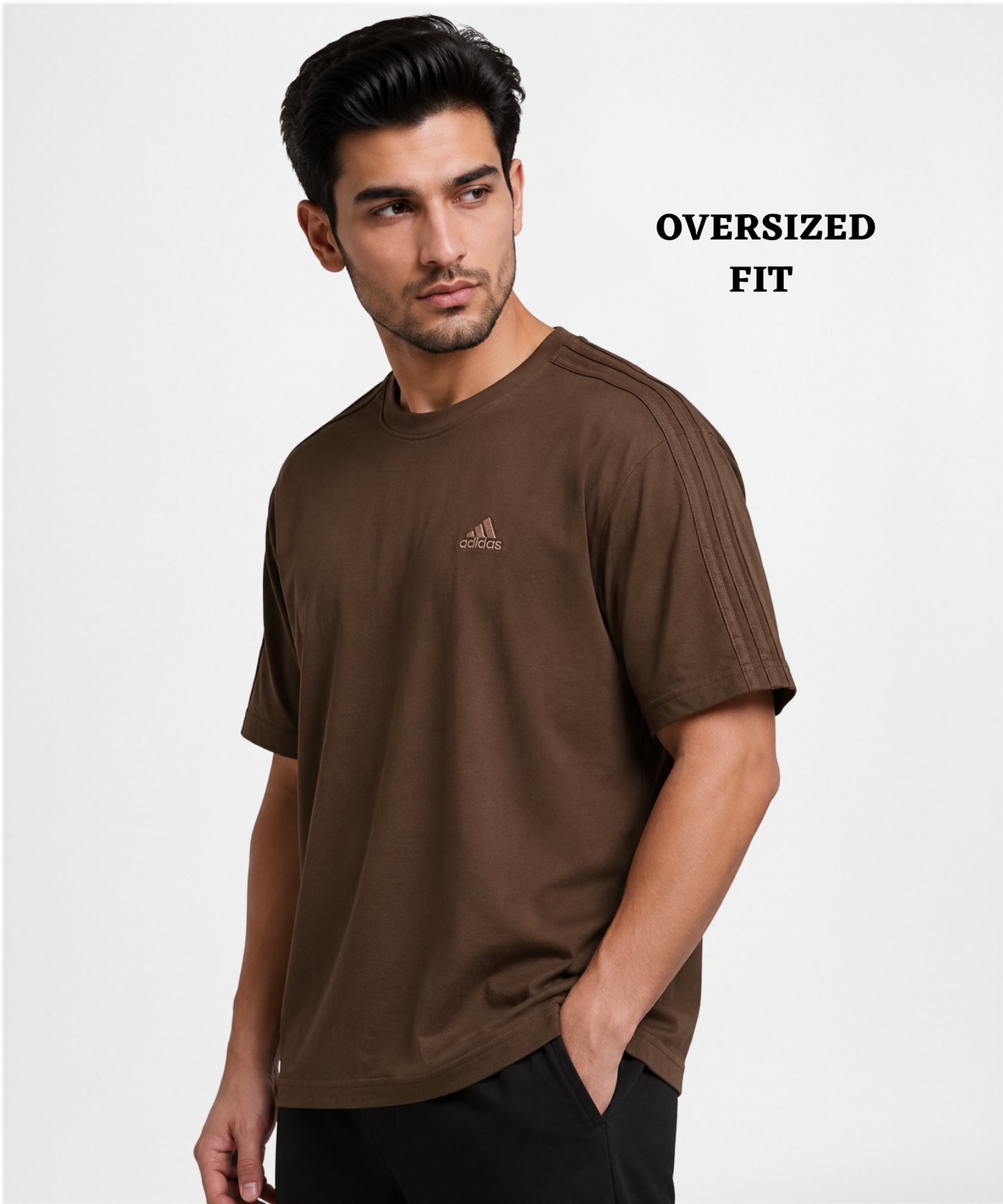 Men’s Premium Cotton Feel Over Sized T-shirts – 220 GSM | 3 Strip Same Colour Design