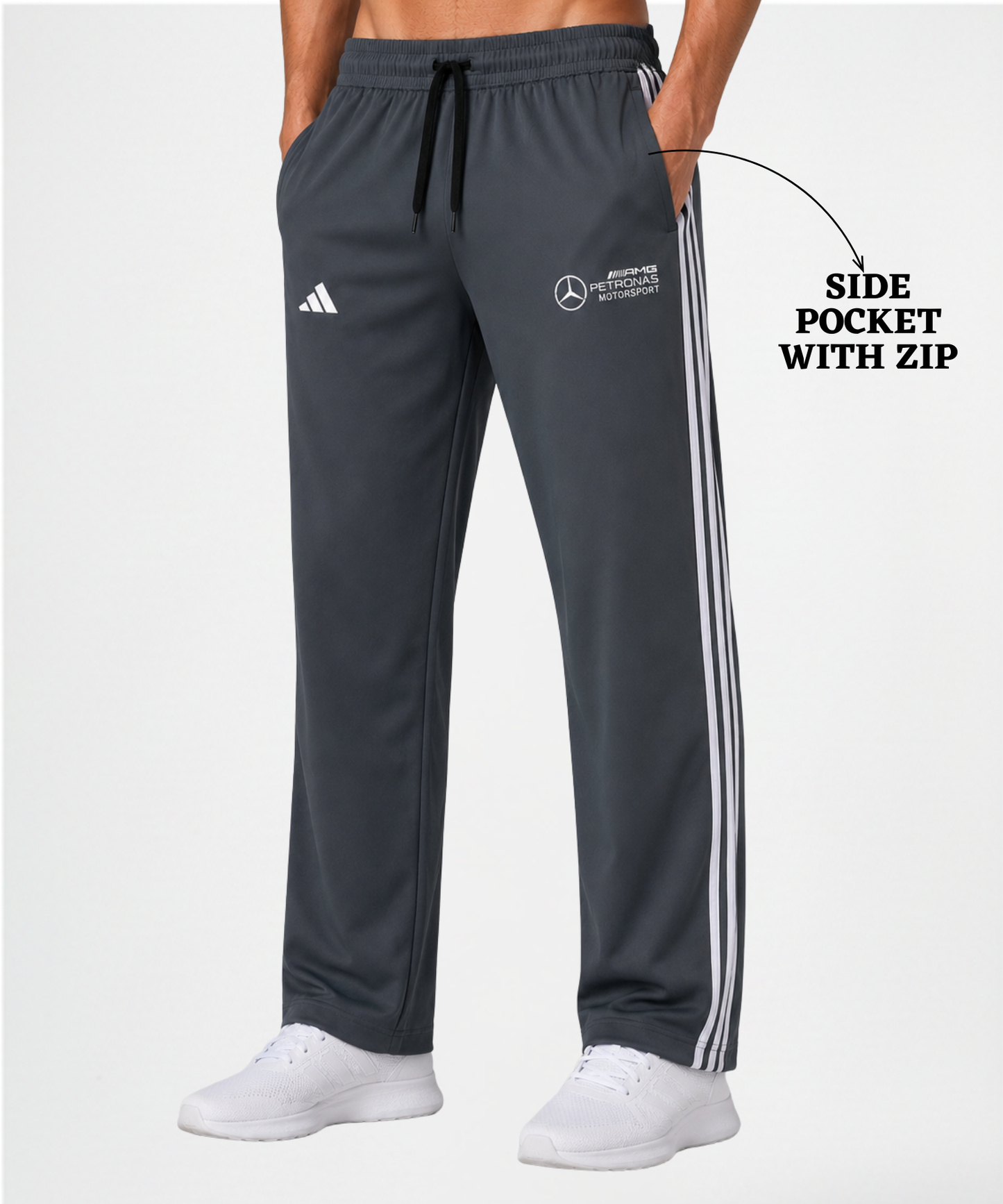 Imported Ns Parachute Lycra TrackPant (30% Lycra 200 GSM)| 3 Strip Design|Dual Embroidery Logo