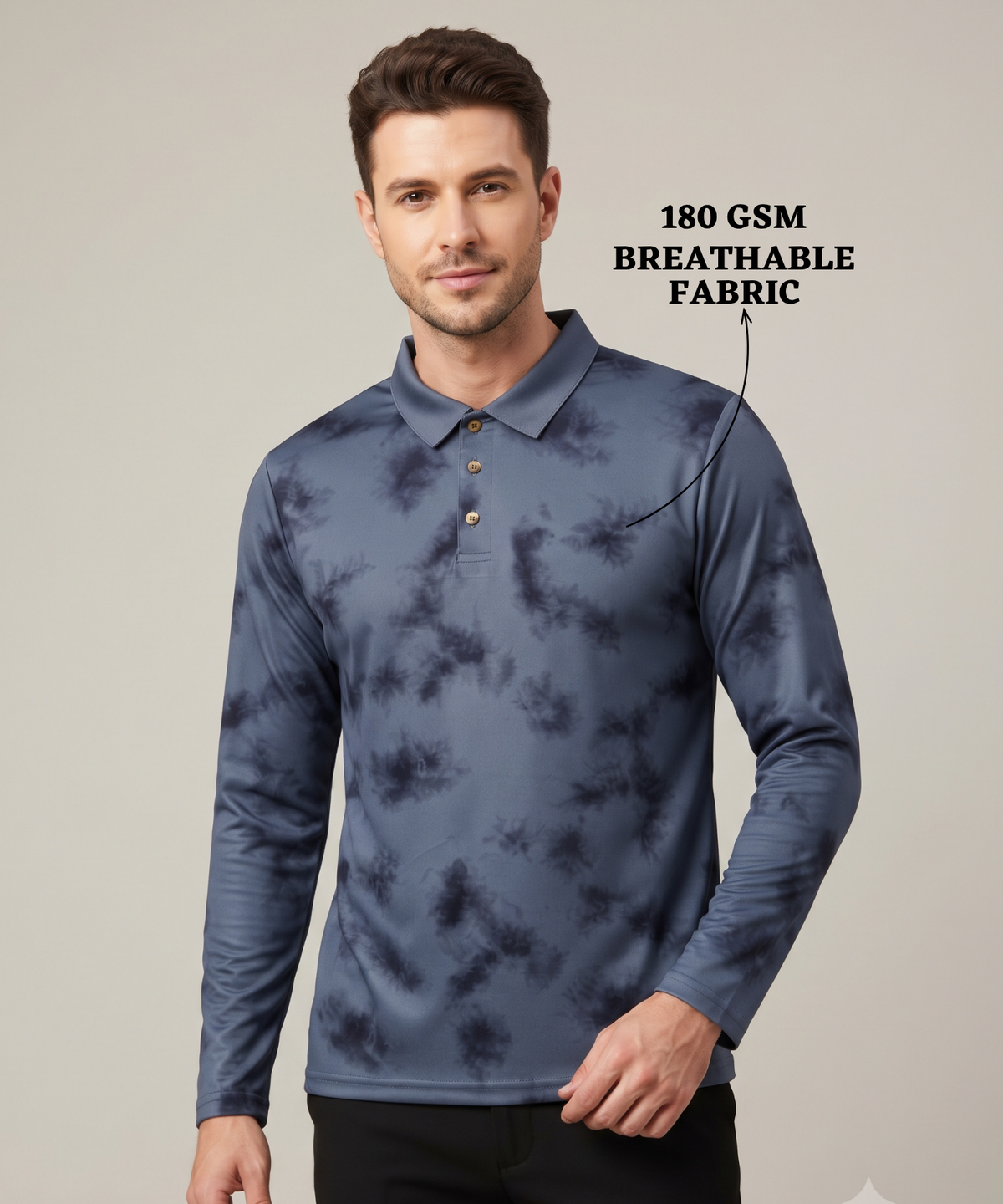 Denmonk Men’s Premium Korean Check Printed Full Sleeve Polo T-Shirt | 180 GSM | Regular Fit