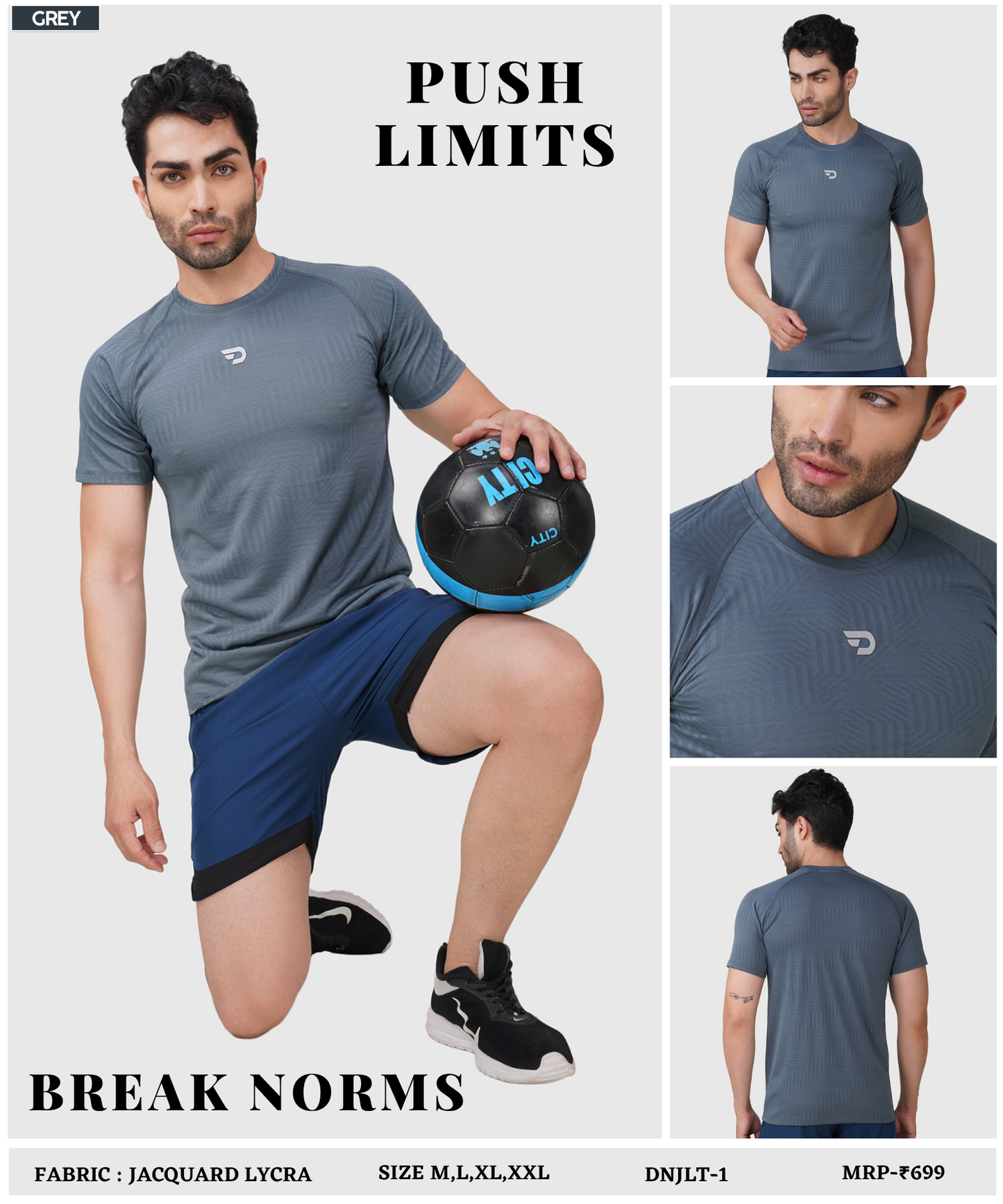 Men’s Jacquard Lycra Half- Sleeve T-shirt - Imported Jacquard Lycra (GSM 180-190)