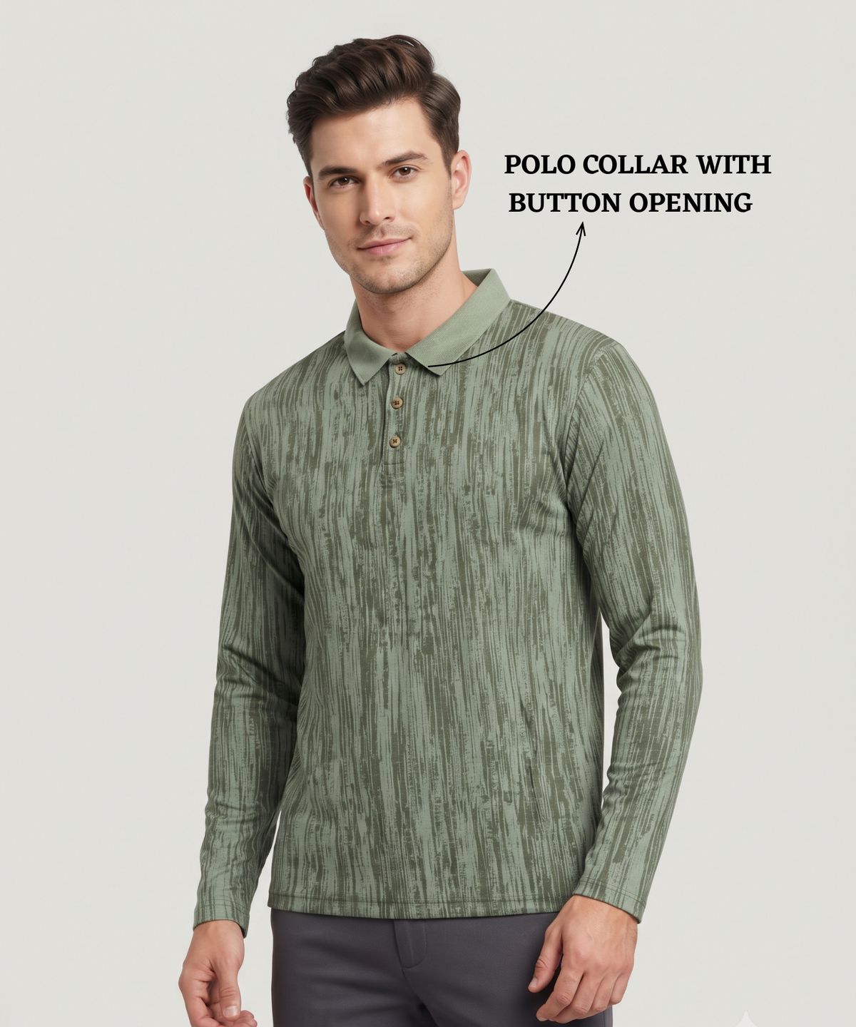 Denmonk Men’s Premium Korean Check Printed Full Sleeve Polo T-Shirt | 180 GSM | Regular Fit