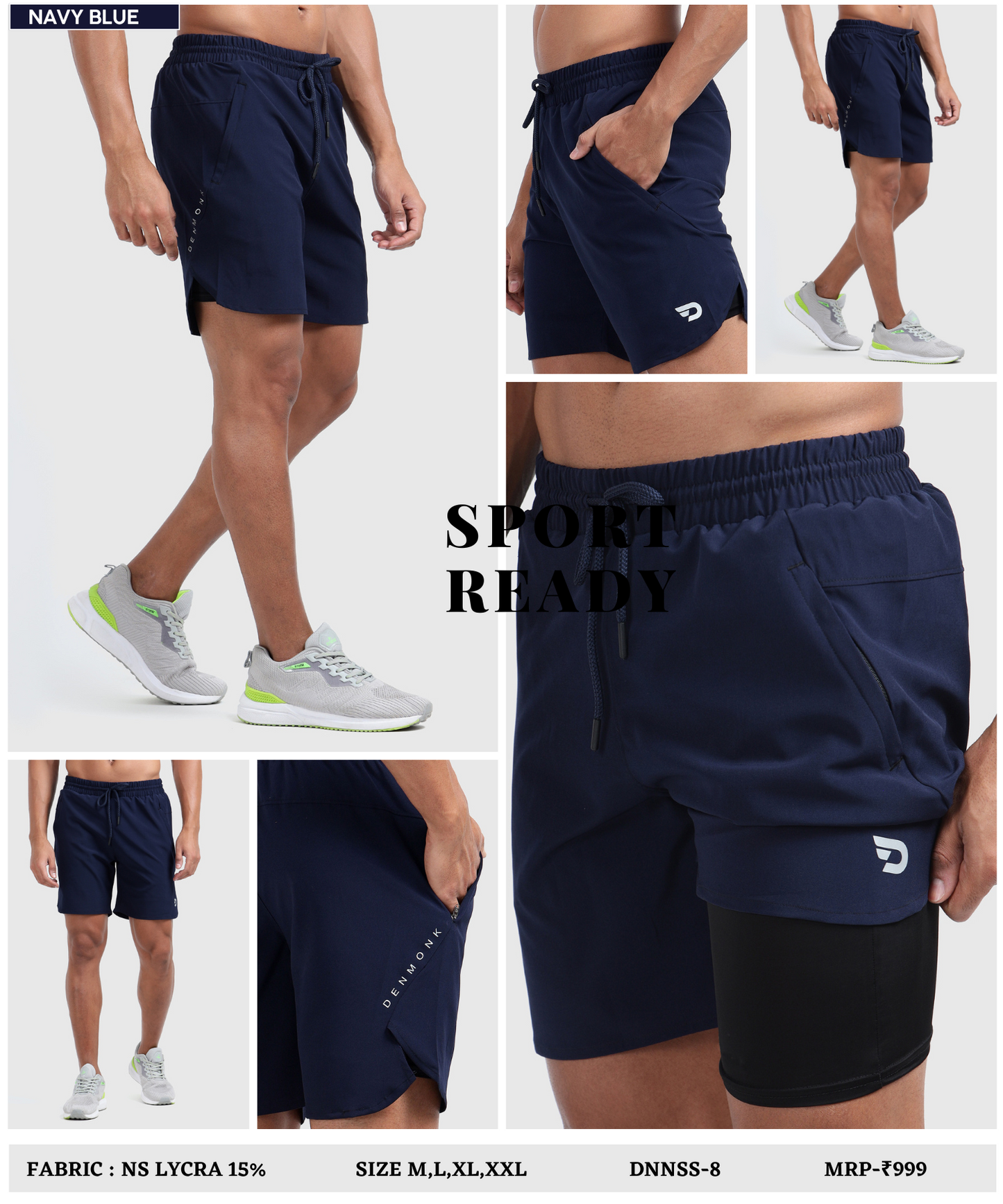 2-in-1 Shorts -Imported Ns Parachute (GSM 130, 15% Lycra)