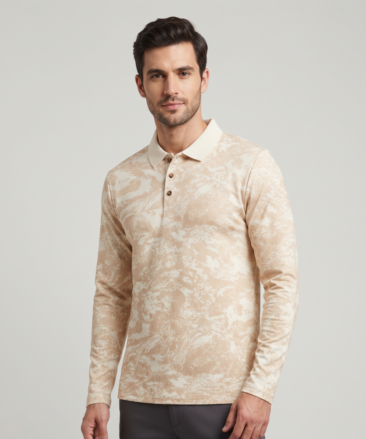 Denmonk Men’s Premium Korean Check Printed Full Sleeve Polo T-Shirt | 180 GSM | Regular Fit