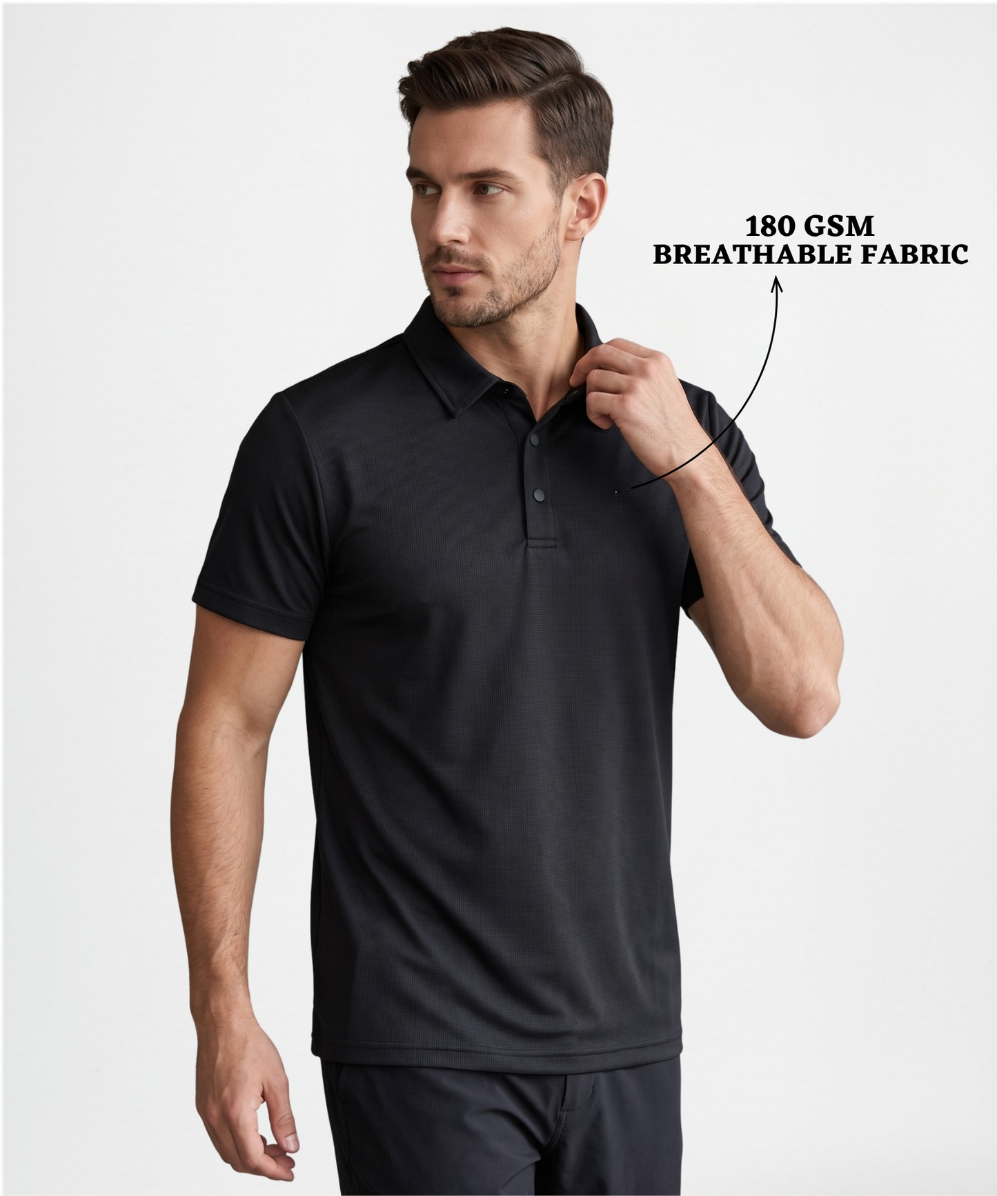 Premium Men's Polo T-Shirt – 100% Nylon Lycra | 170–180 GSM | Regular Fit | Self Collar| Snap Button Closure