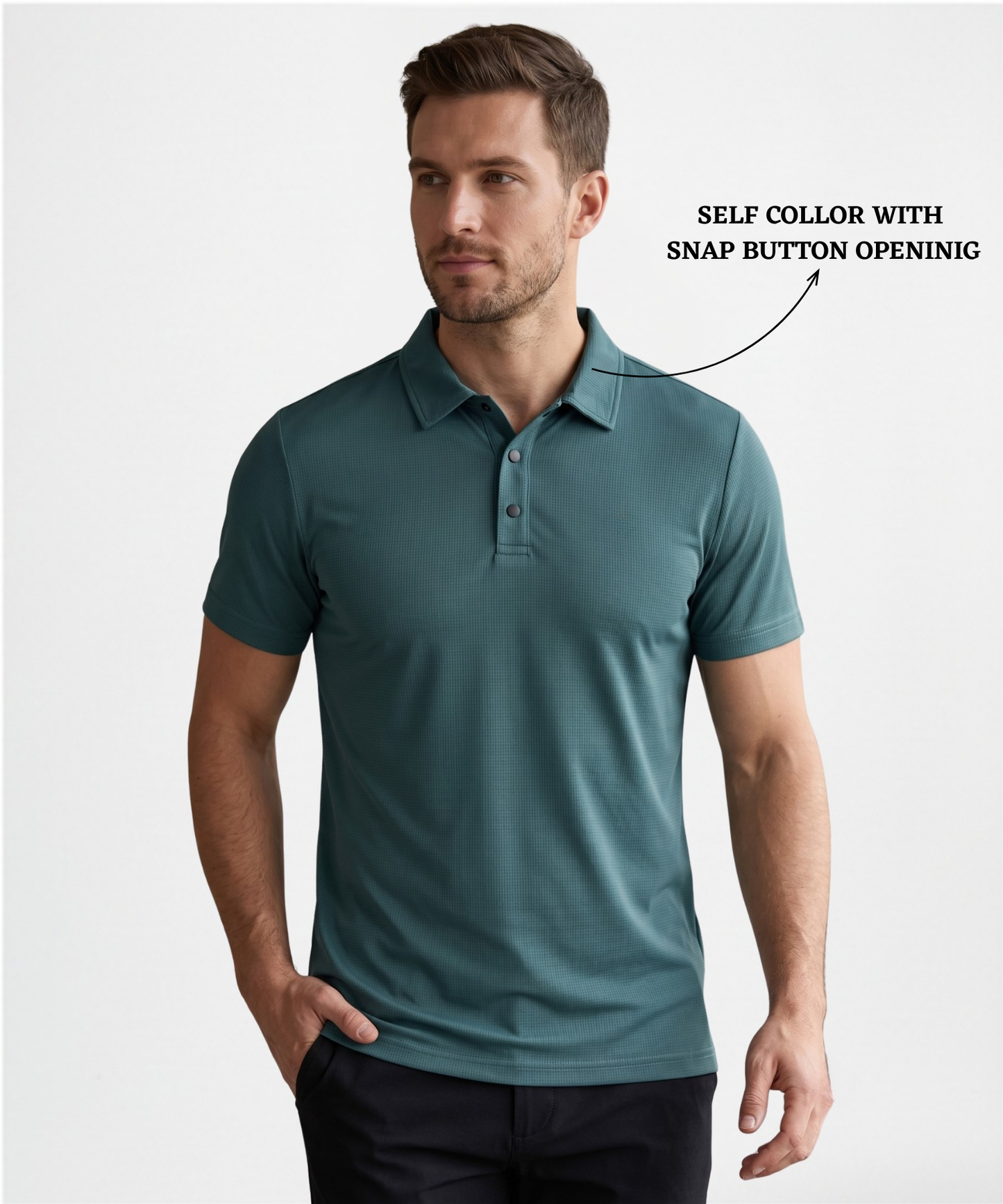 Premium Men's Polo T-Shirt – 100% Nylon Lycra | 170–180 GSM | Regular Fit | Self Collar| Snap Button Closure