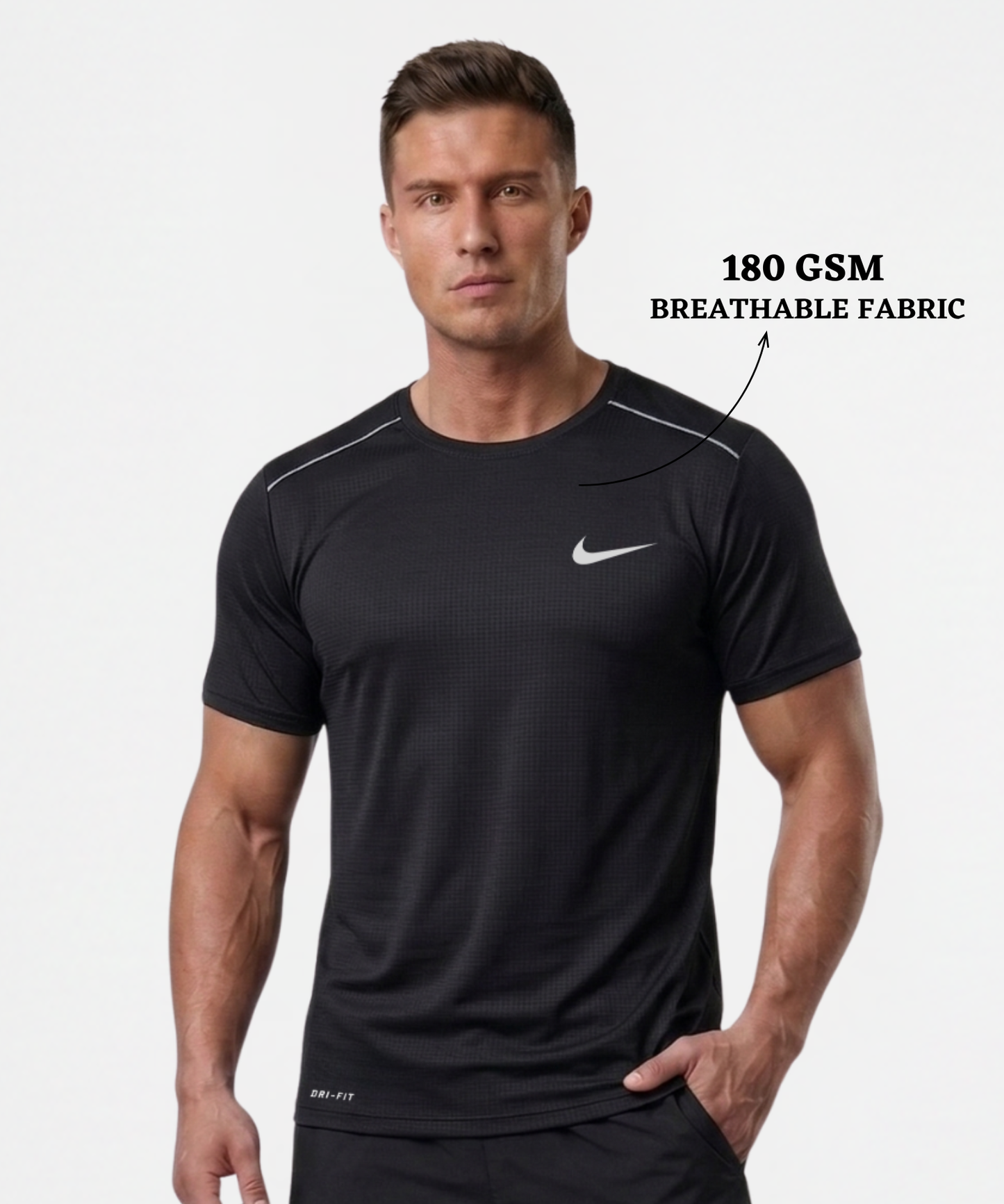 Imported Reebok Knit Lycra T-shirt- GSM 180 | Piping On Shoulder