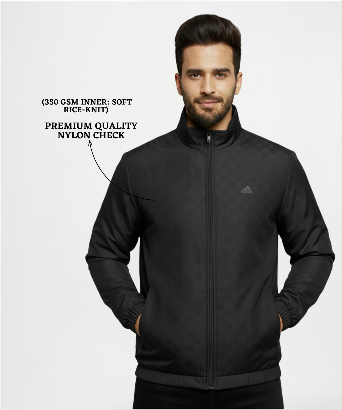 Imported Premium Quality Nylon Check Windcheater Jacket ( Gsm 350 , Rice-knit fabric inside )