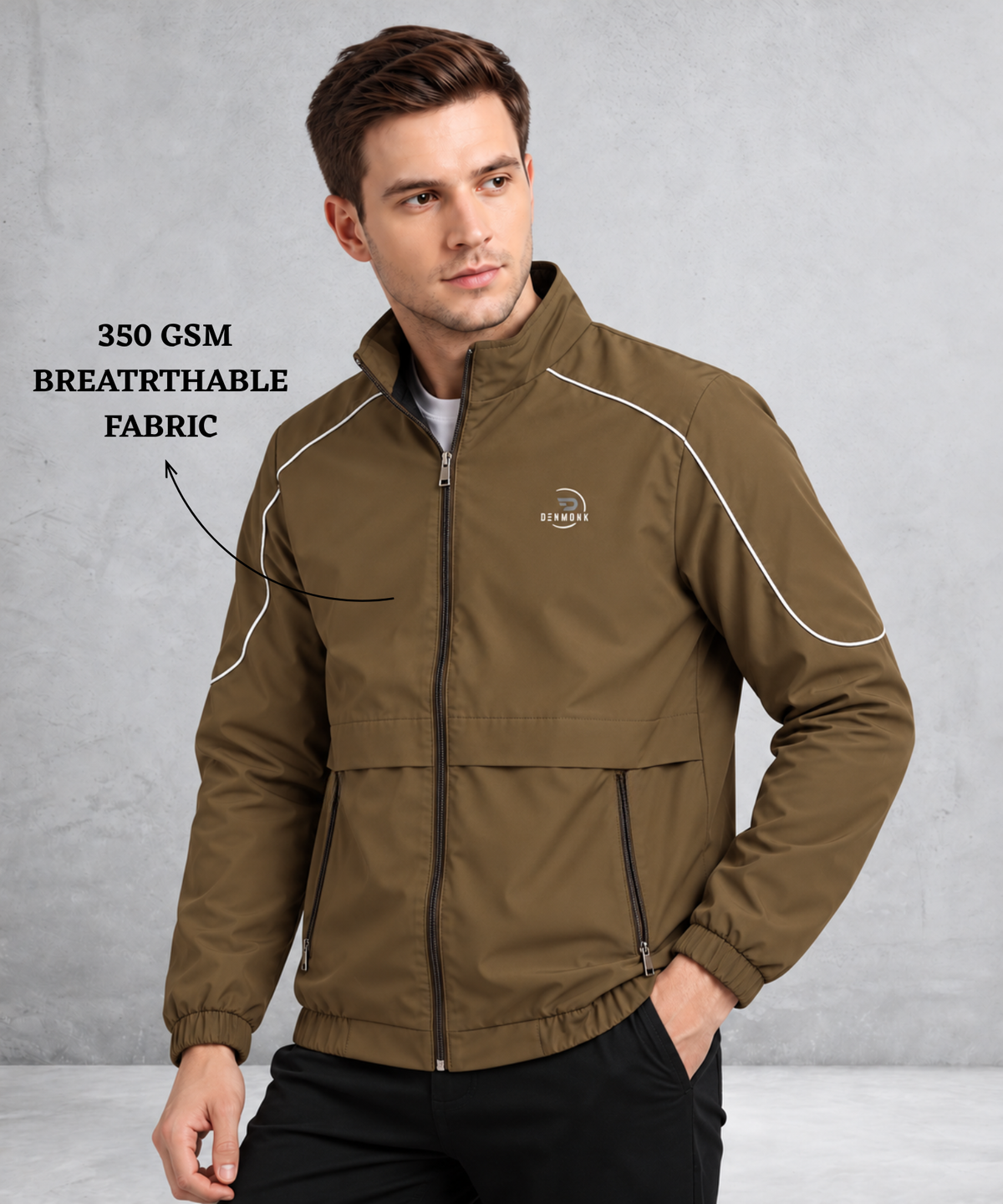 Denmonk Men's Imported T-400 Windcheater Jacket with Inner Lining | 350 GSM | Regular Fit