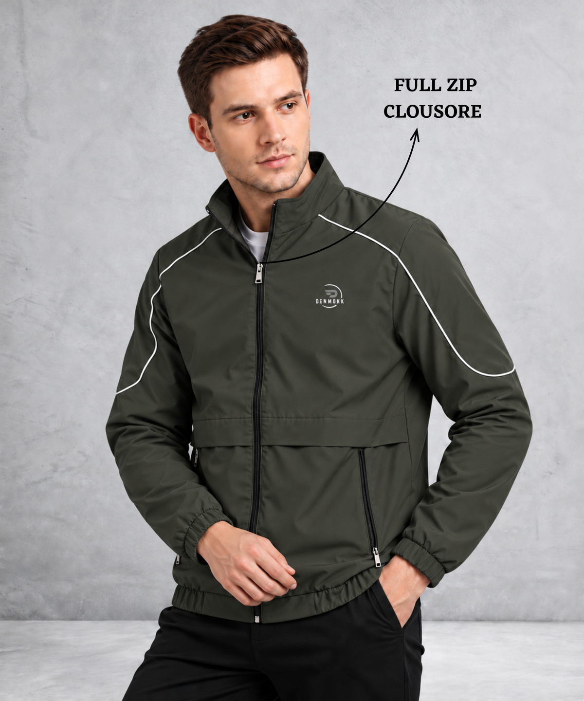 Denmonk Men's Imported T-400 Windcheater Jacket with Inner Lining | 350 GSM | Regular Fit