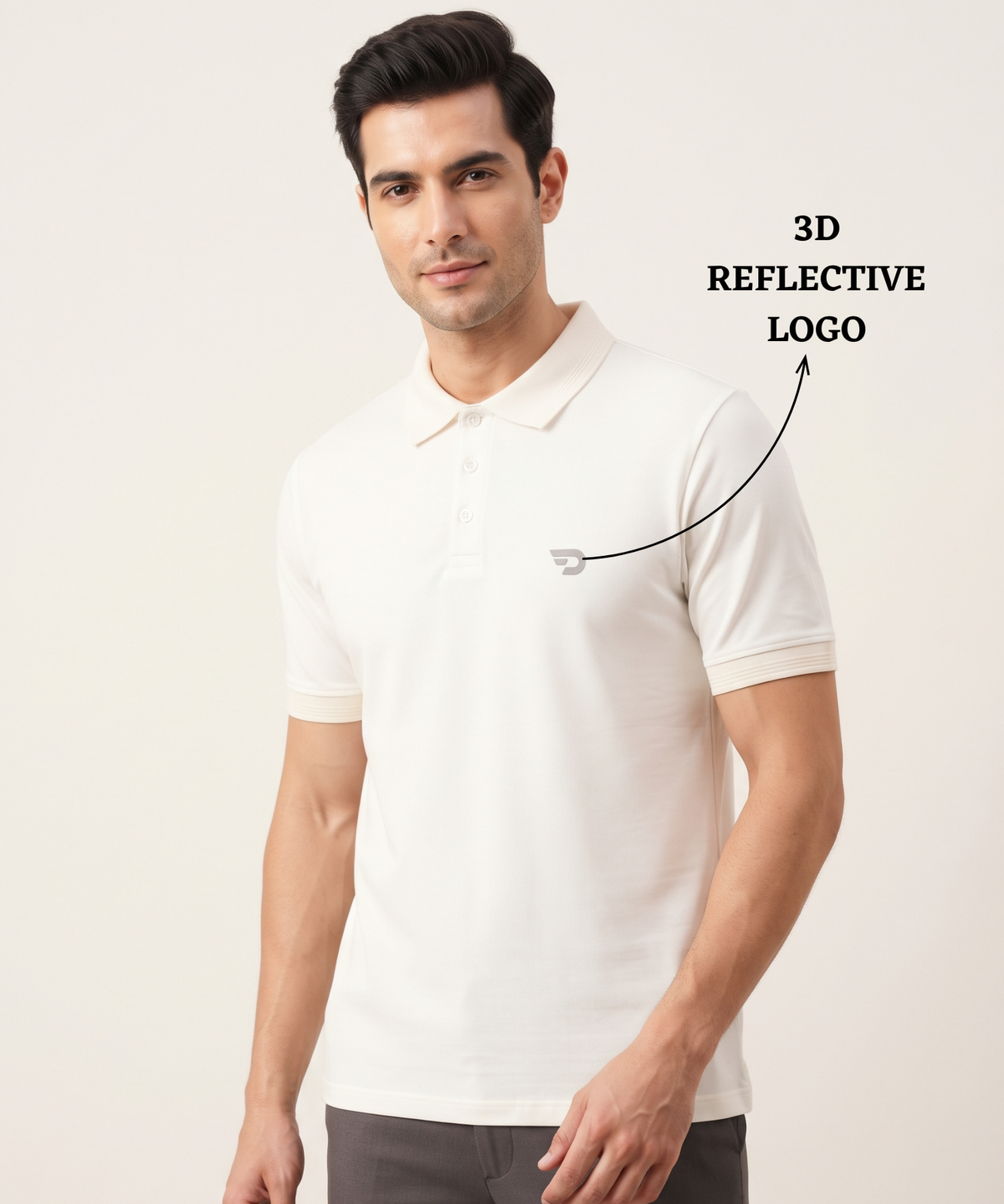 Denmonk Men’s Premium Cotton Matty Lycra Polo T-Shirt with Contrast Tipping & 3D Reflective Logo | 220 GSM | Regular Fit