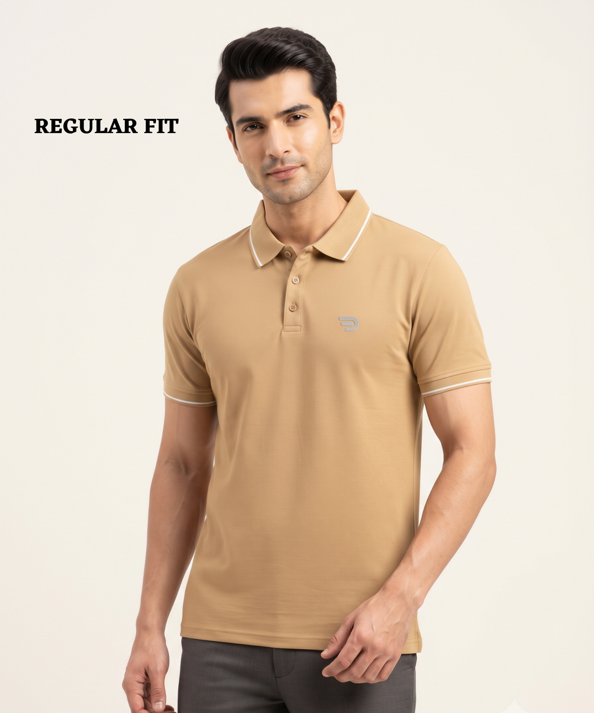Denmonk Men’s Premium Cotton Matty Lycra Polo T-Shirt with Contrast Tipping & 3D Reflective Logo | 220 GSM | Regular Fit