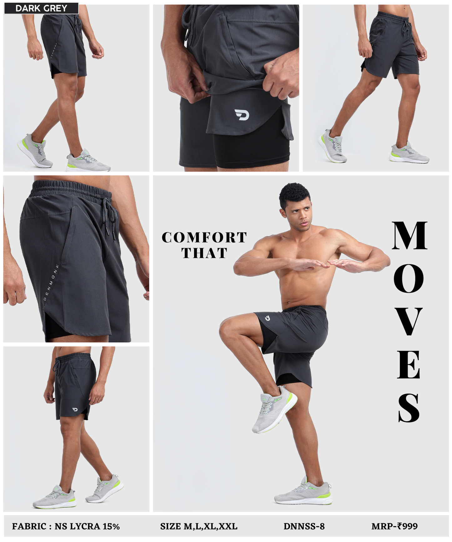 2-in-1 Shorts -Imported Ns Parachute (GSM 130, 15% Lycra)