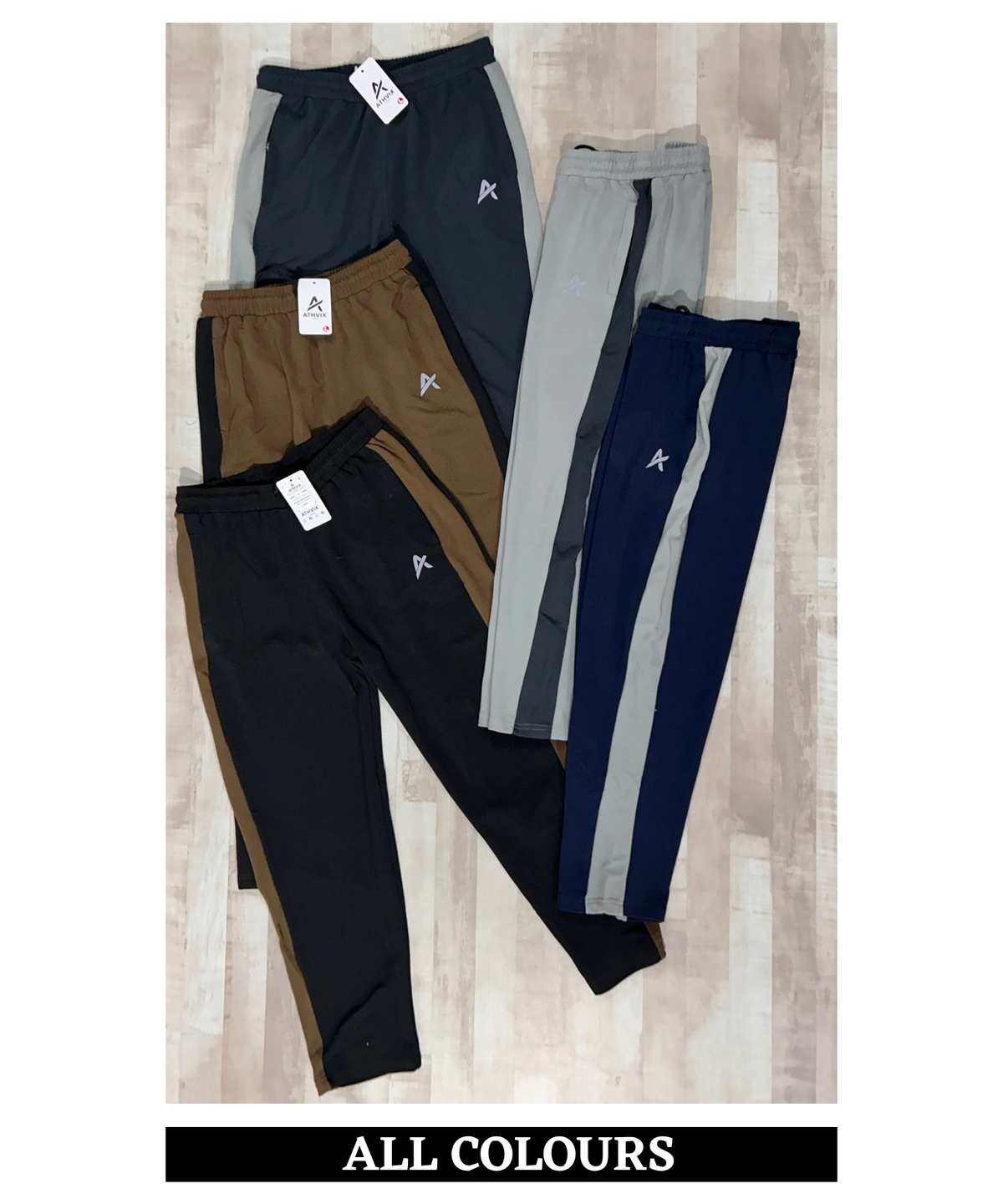 Men's Imported Dobby Lycra Track Pants With Side Color Contrast Panel | Athvix Active Wear By Denmonk | 230 GSM | Slim Fit