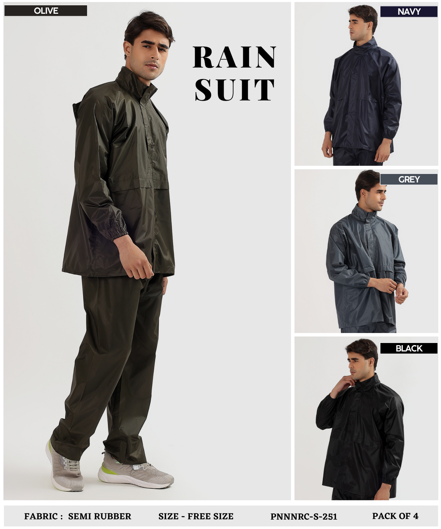 Men’s Semi-Rubber Rain Suit – Free Size