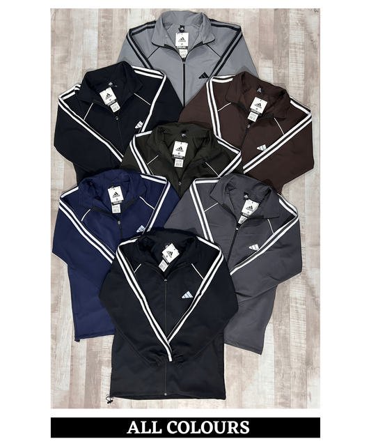 Men's Premium Imported Ns Terry  Lycra Jacket with 3 White Strips Design| Without Inner Lining | 180-190 GSM | Regular Fit