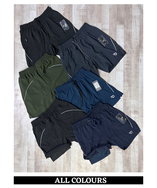 FlexStride  2-in-1 Shorts - Imported Ns Parachute Lycra Shorts (15% Lycra 130)