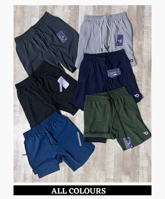 2-IN-1 SHORTS - Imported Ns Parachute Lycra (130 GSM 15% Lycra)