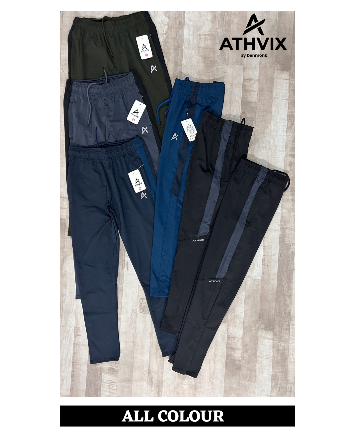 Imported 4-Way Lycra Track Lower – 240 GSM Premium Stretch Fit | Athvix Active Wear By Denmonk