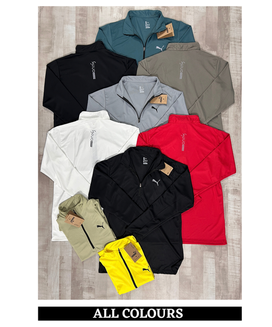 Imported Mesh Lycra T-shirts with Quater Zipper Full Sleeve | 180 GSM | Regular Fit