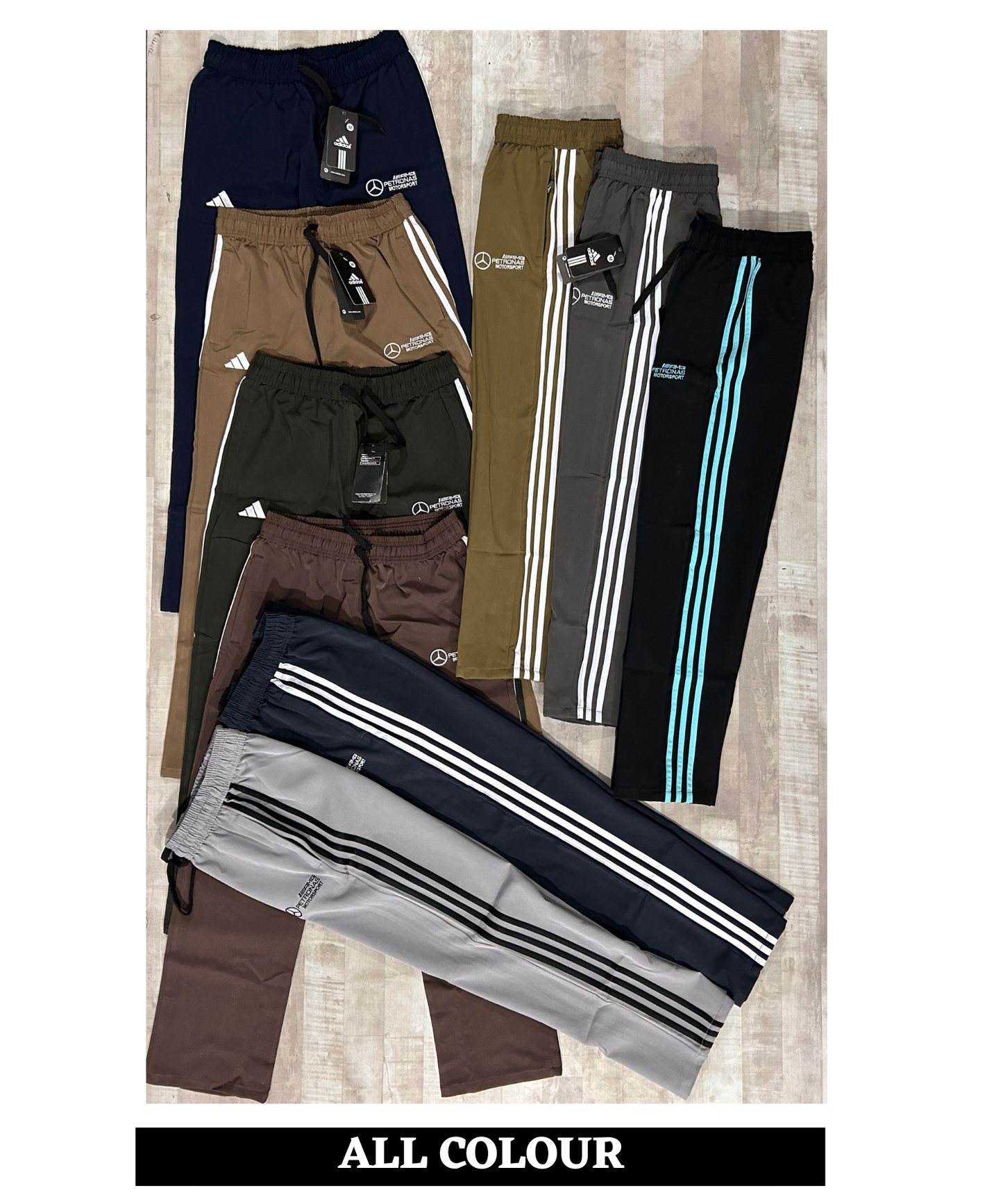 Imported NS Terry Lycra Trackpant (180–190 GSM) – Aqua Blue 3 Stripe Edition | Embroidery Logo