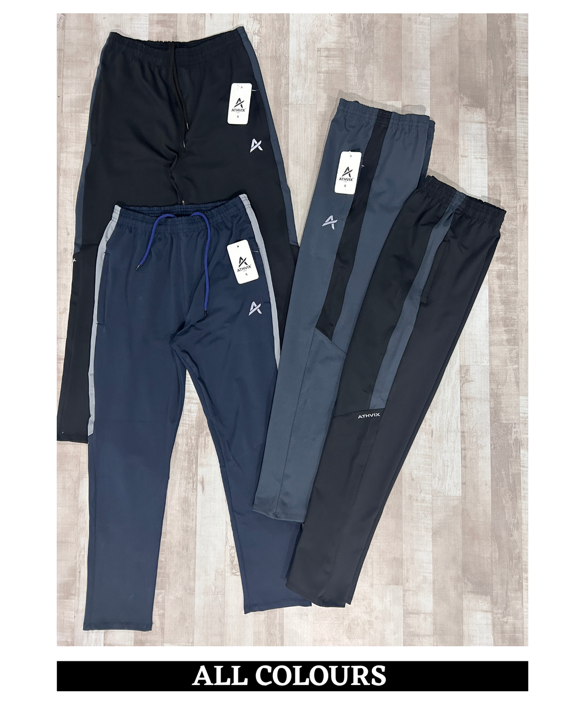 Athvix Activewear 4-Way Lycra Track Pants with Contrast Side Panel | 240 GSM | Slim Fit