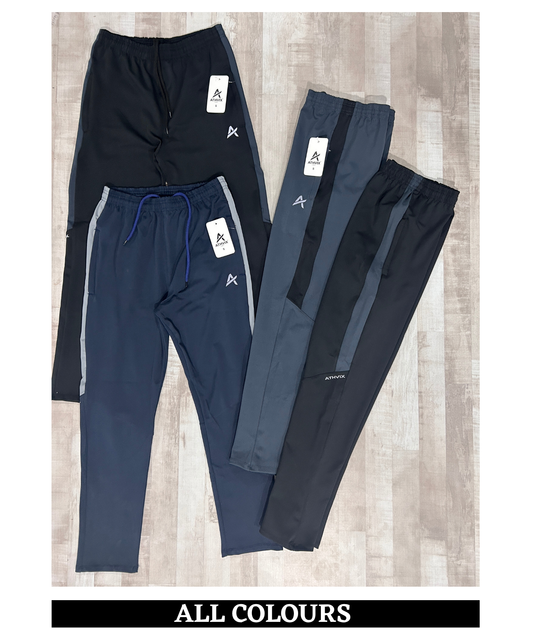 Athvix Activewear 4-Way Lycra Track Pants with Contrast Side Panel | 240 GSM | Slim Fit