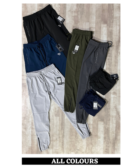 NS Imported Parachute Lycra Track Pant (15% Lycra) | Lightweight 145 GSM | Ankle Zipped