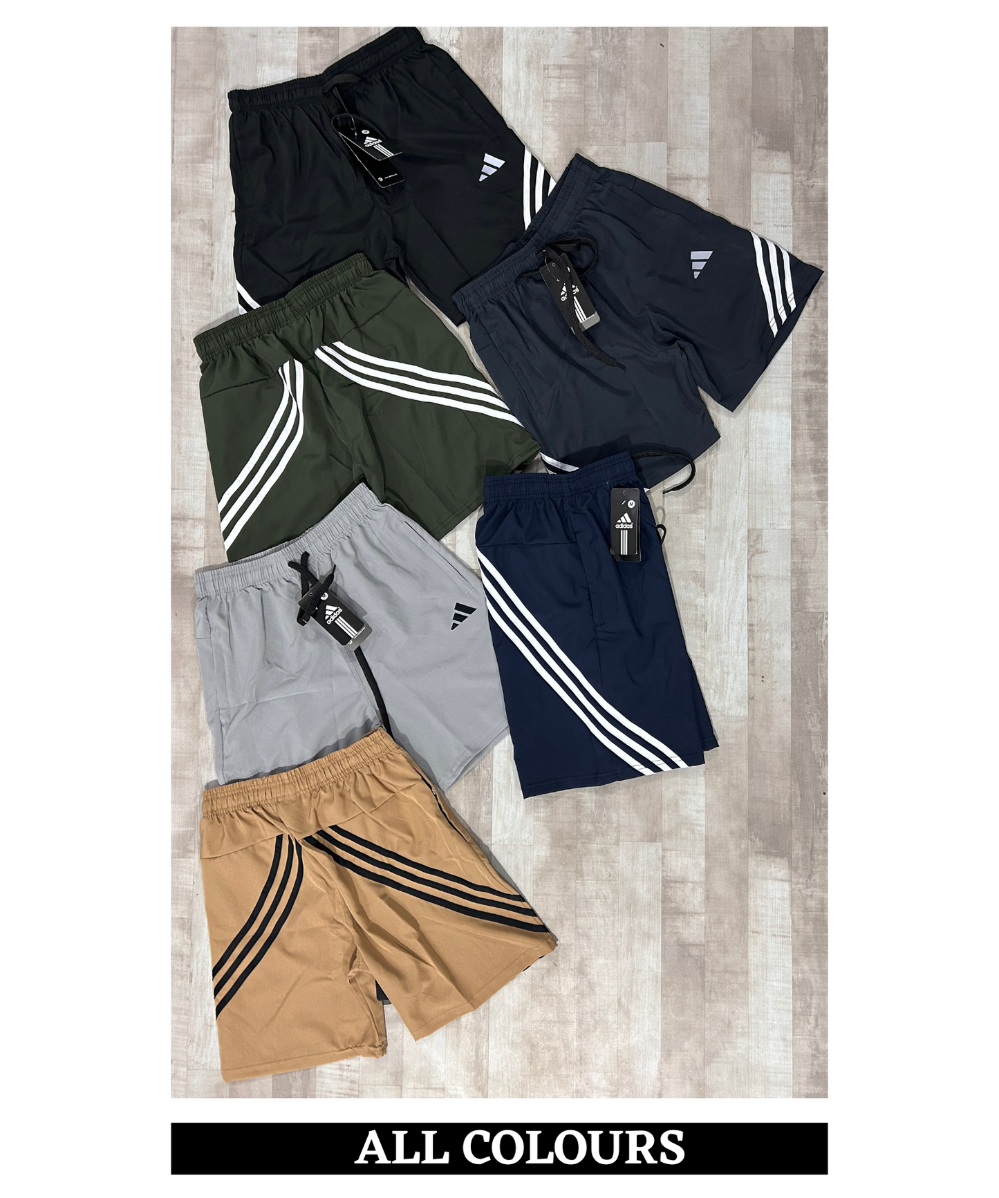 Imported Ns Parachute Lycra Shorts (15% Lycra 130 GSM) | Diagonal Triple Stripe