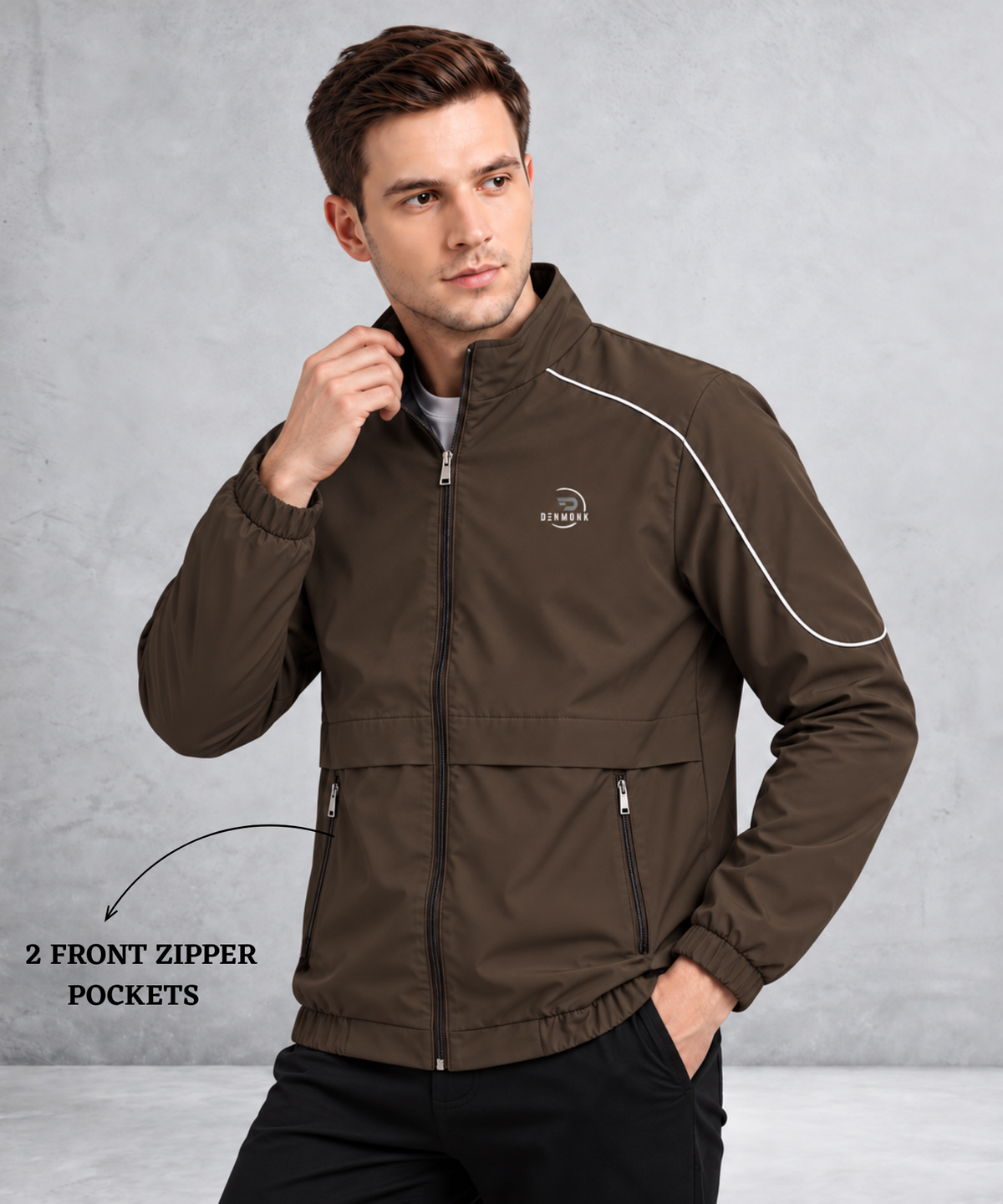 Denmonk Men's Imported T-400 Windcheater Jacket with Inner Lining | 350 GSM | Regular Fit