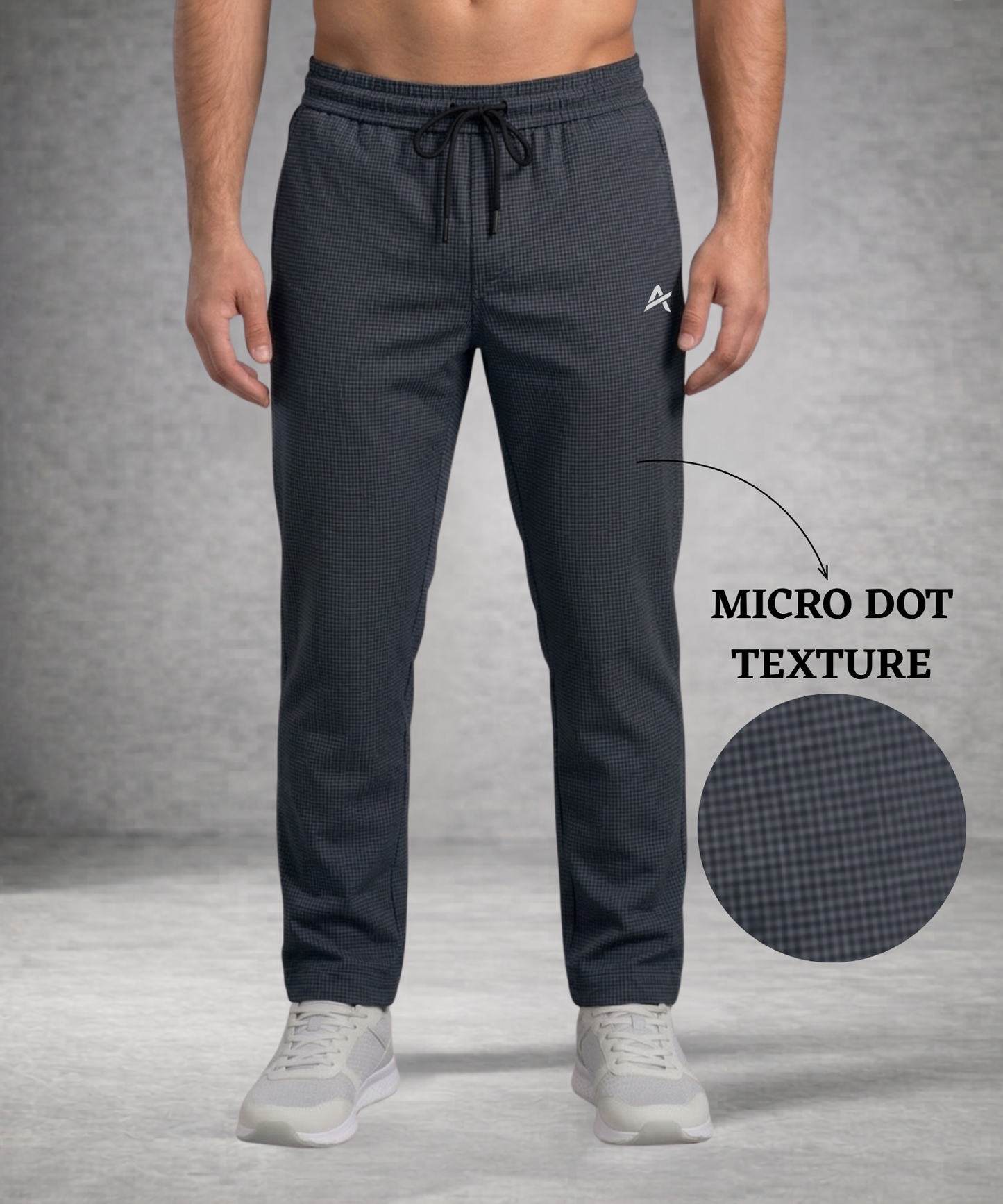 Men’s Trackpants – Premium Polyester Micro Black Dot Trackpants , 240 GSM Soft Comfort | Athvix Active Wear By Denmonk