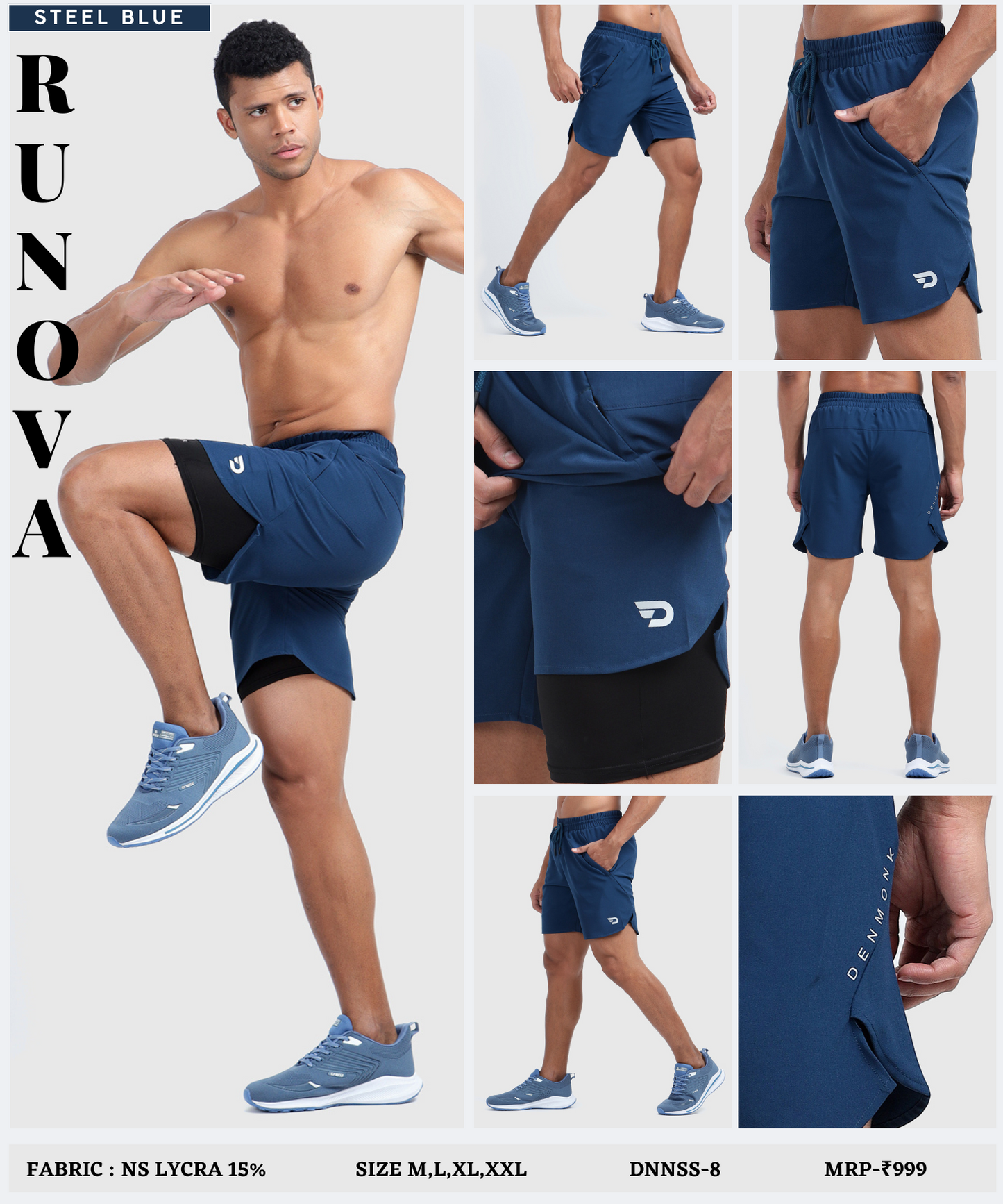 2-in-1 Shorts -Imported Ns Parachute (GSM 130, 15% Lycra)