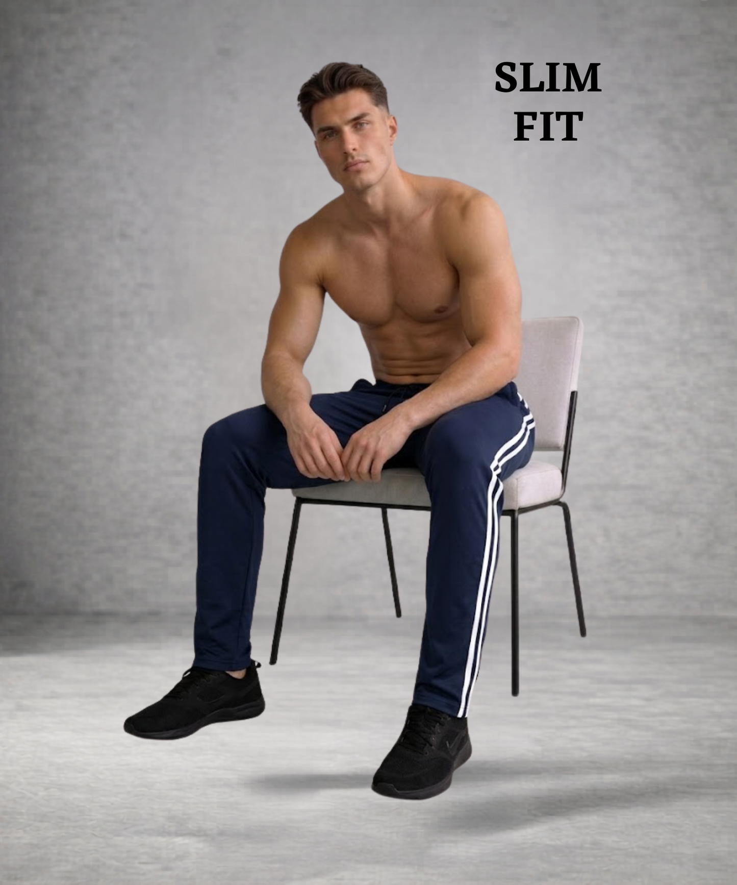 Men’s Premium 4-Way Lycra Track Pant (240 GSM) – Dual White Stripe Design | Athvix Active wear by Denmonk
