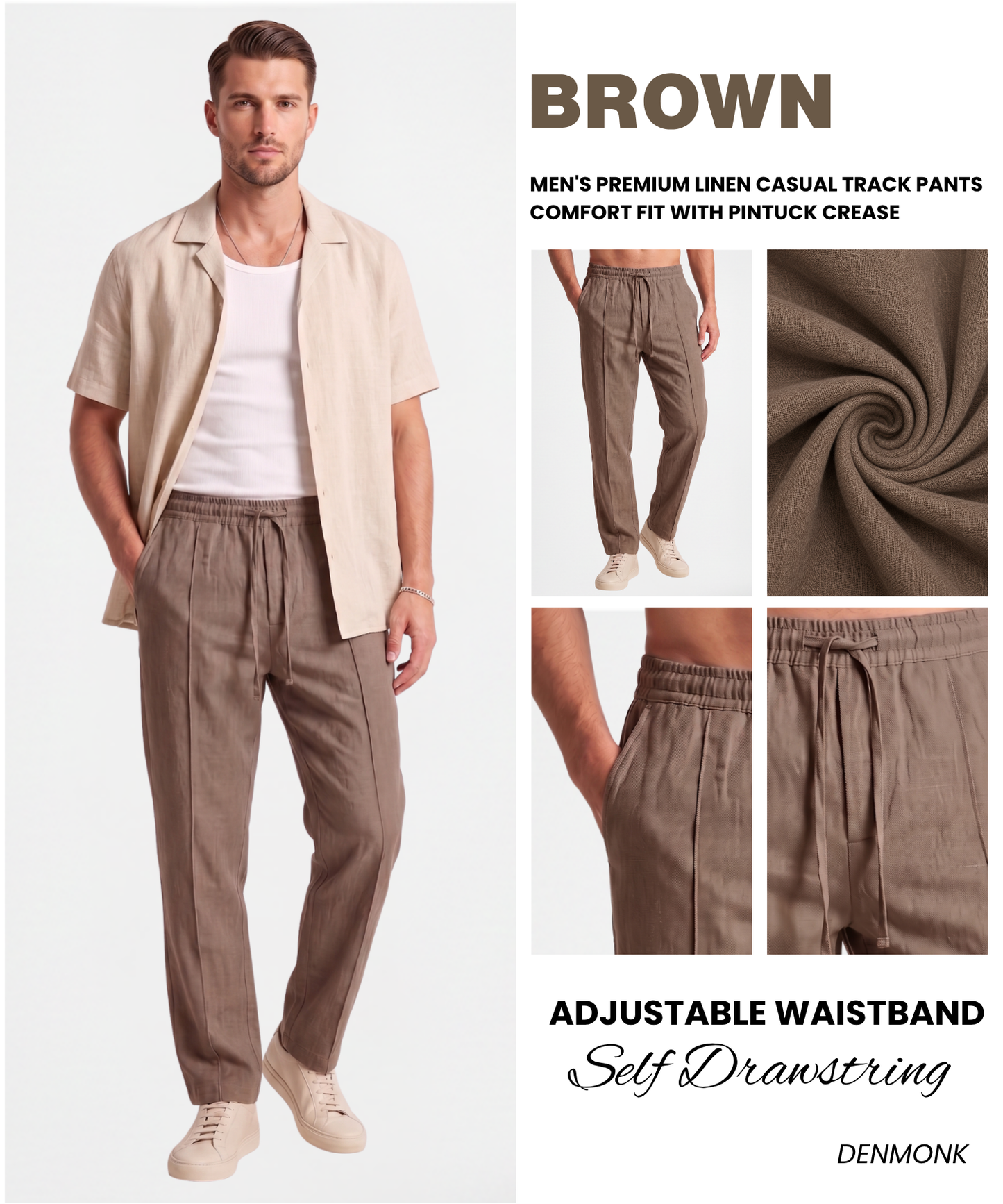 Men's Premium Linen Casual Track Pants | Comfort Fit with Pintuck Crease