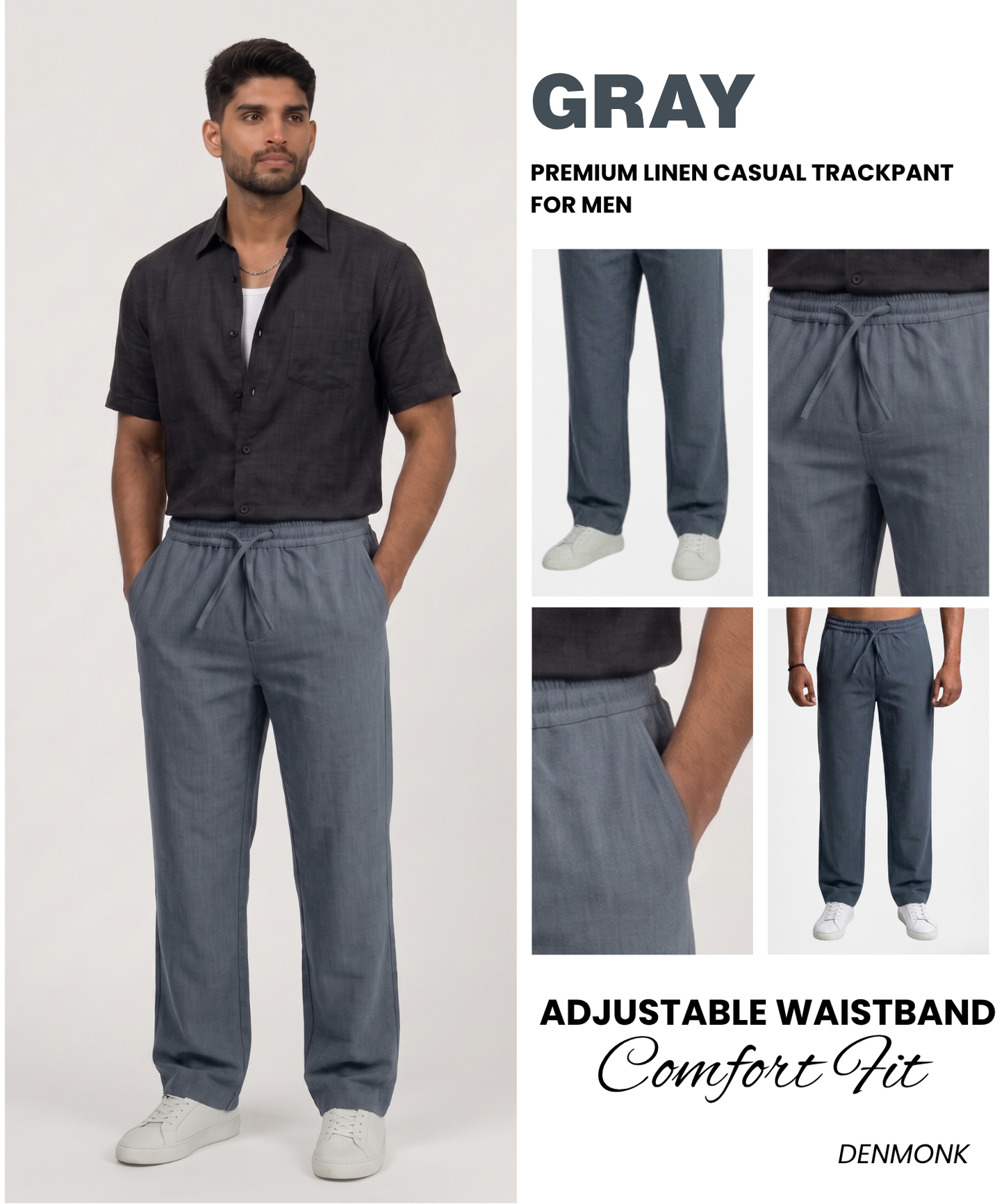 Men’s Premium Linen Casual Track Pants – Lightweight Comfort Straight Fit