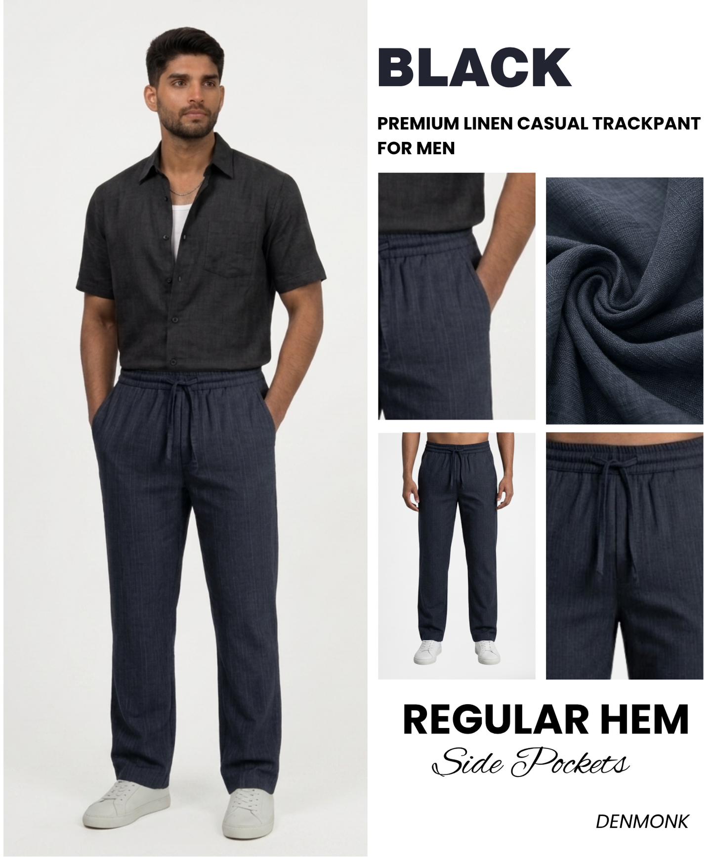 Men’s Premium Linen Casual Track Pants – Lightweight Comfort Straight Fit