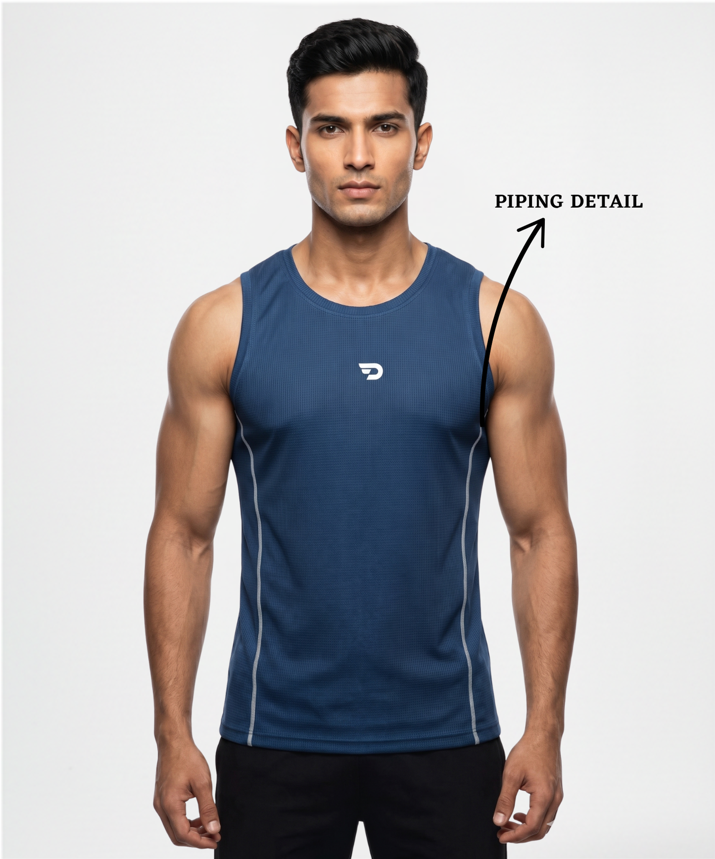 Imported Dotknit Lycra Reebok Knit  Sando for Men | 180 GSM Breathable Stretch Fabric | Contrast Piping Running & Gym Vest