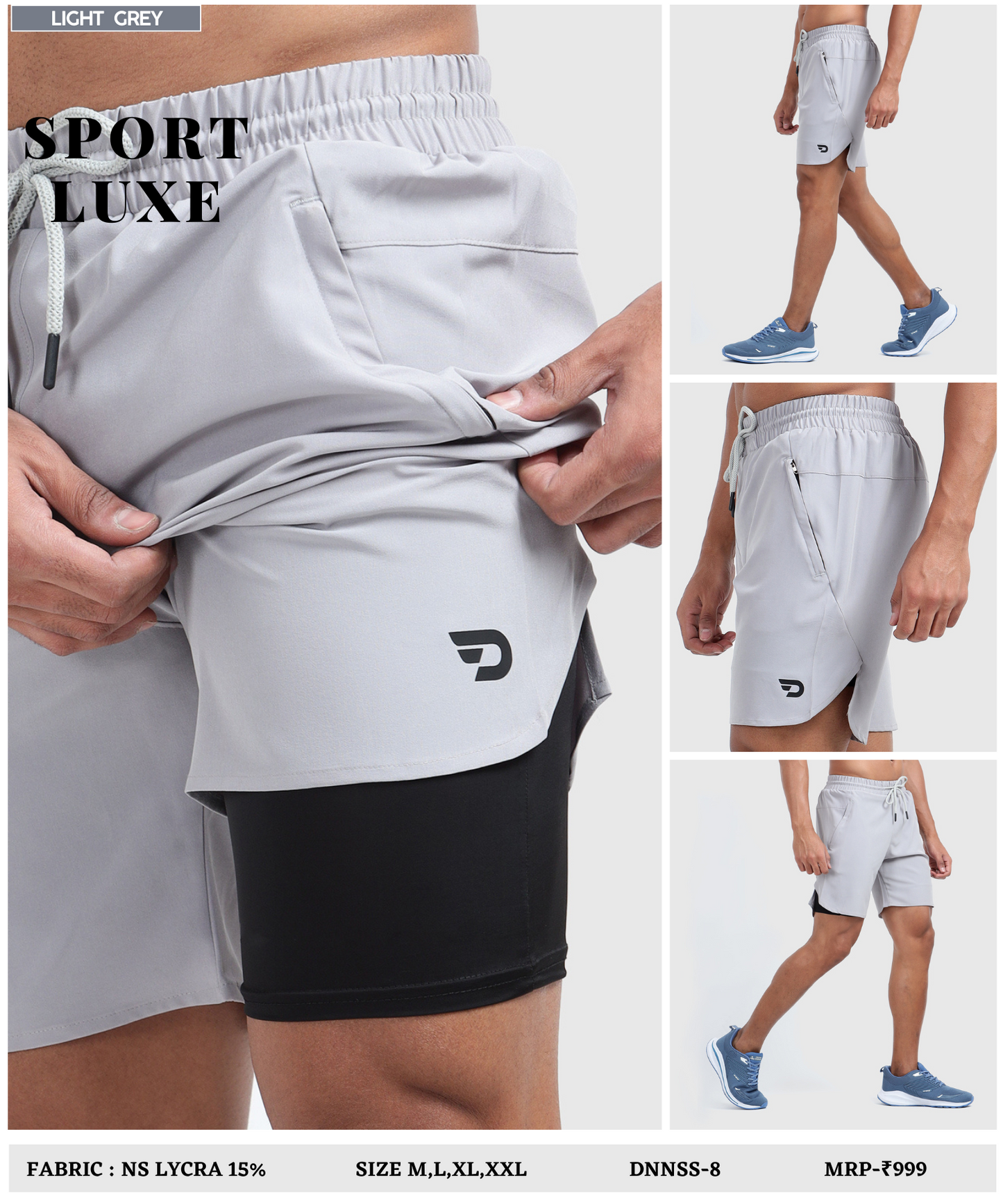 2-in-1 Shorts -Imported Ns Parachute (GSM 130, 15% Lycra)