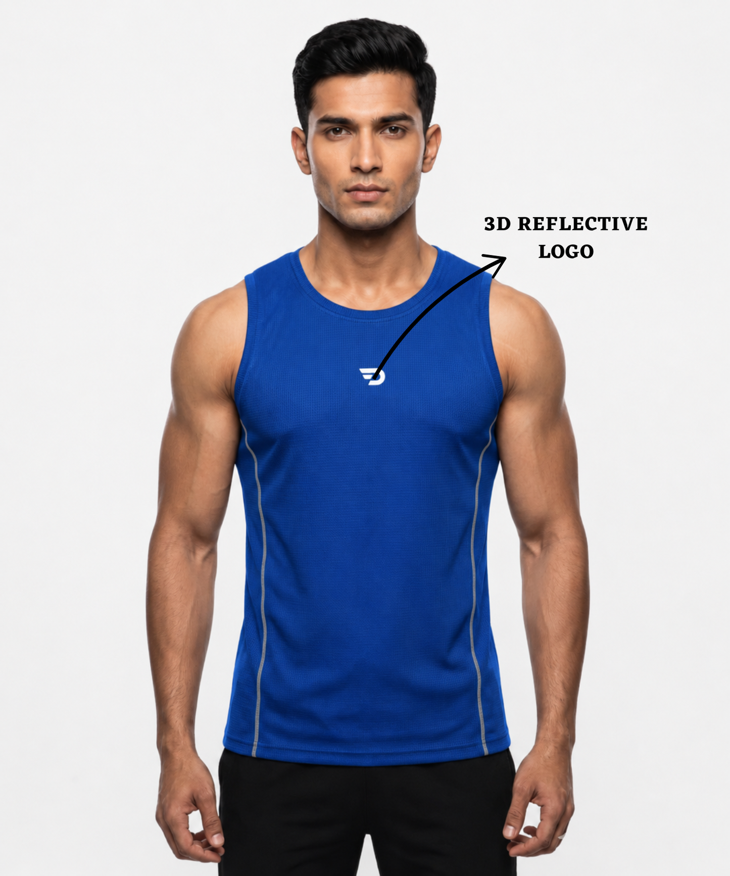 Imported Reebok Knit  Lycra Sports Sando for Men | 180 GSM Breathable Stretch Fabric | Contrast Piping Running & Gym Vest