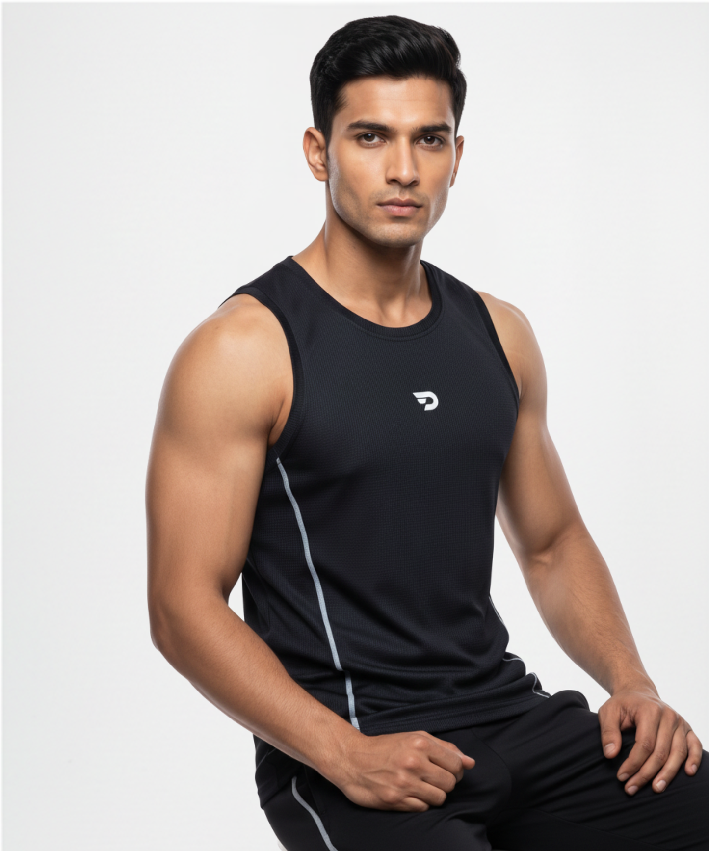 Imported Reebok Knit  Lycra Sports Sando for Men | 180 GSM Breathable Stretch Fabric | Contrast Piping Running & Gym Vest